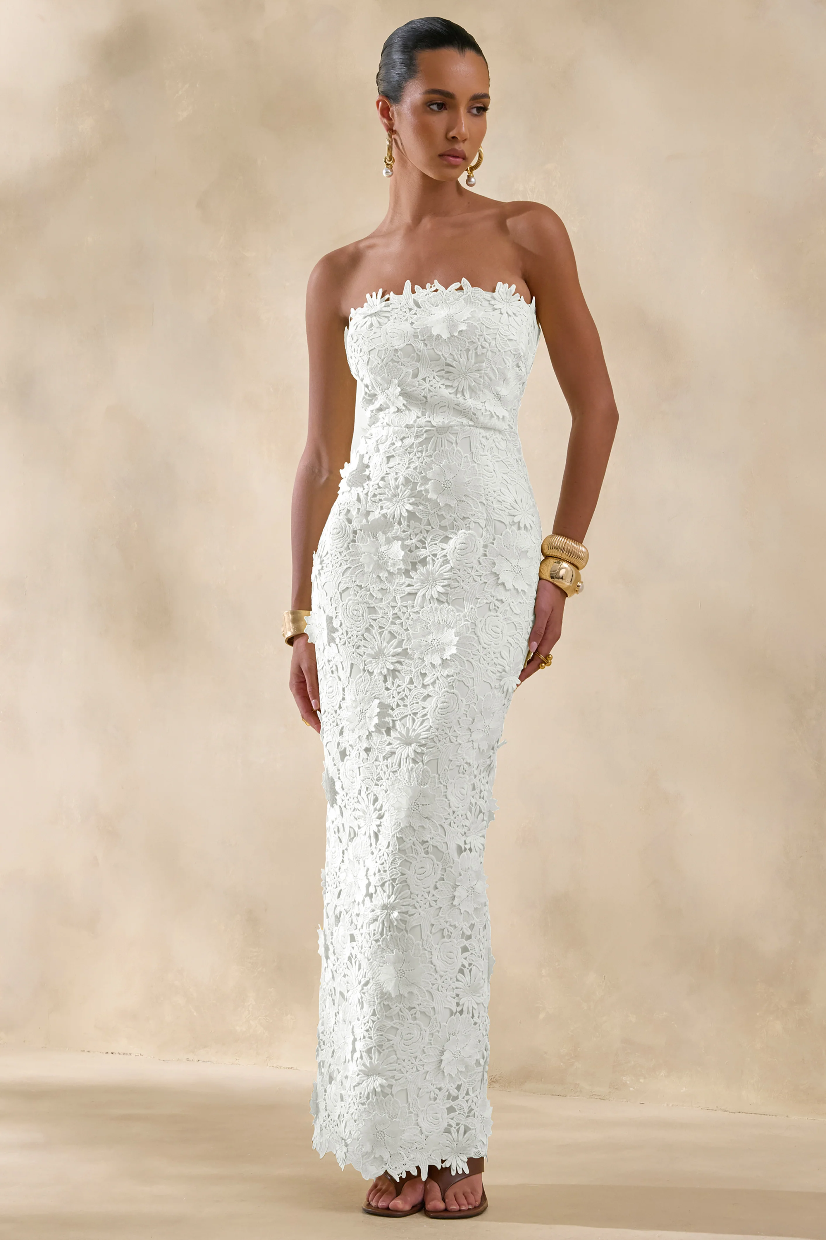 Gracie | Witte Kanten Bandeau Maxi Jurk - Image 4