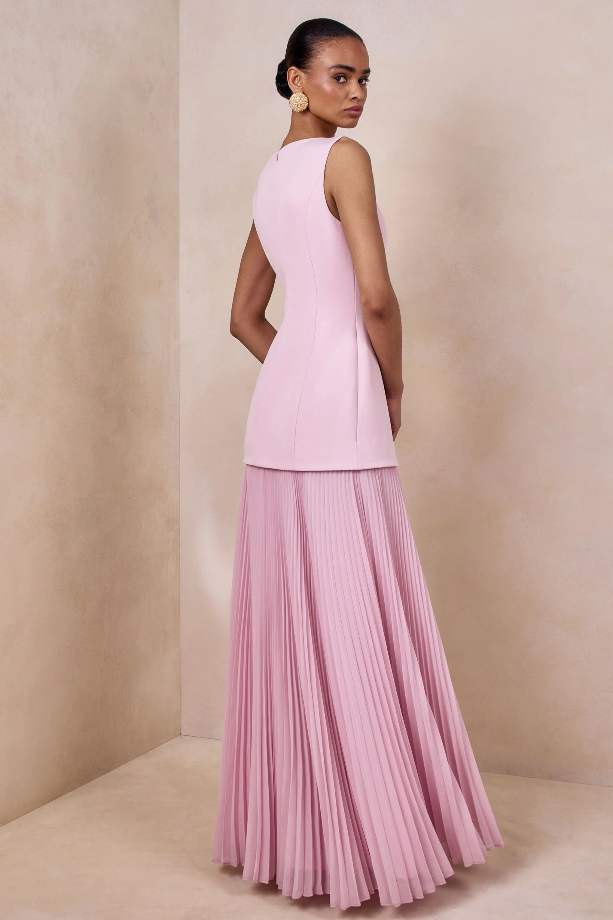 Hadley | Lichtroze Boot Hals Maxi Jurk Met Verlaagde Taille - Image 2