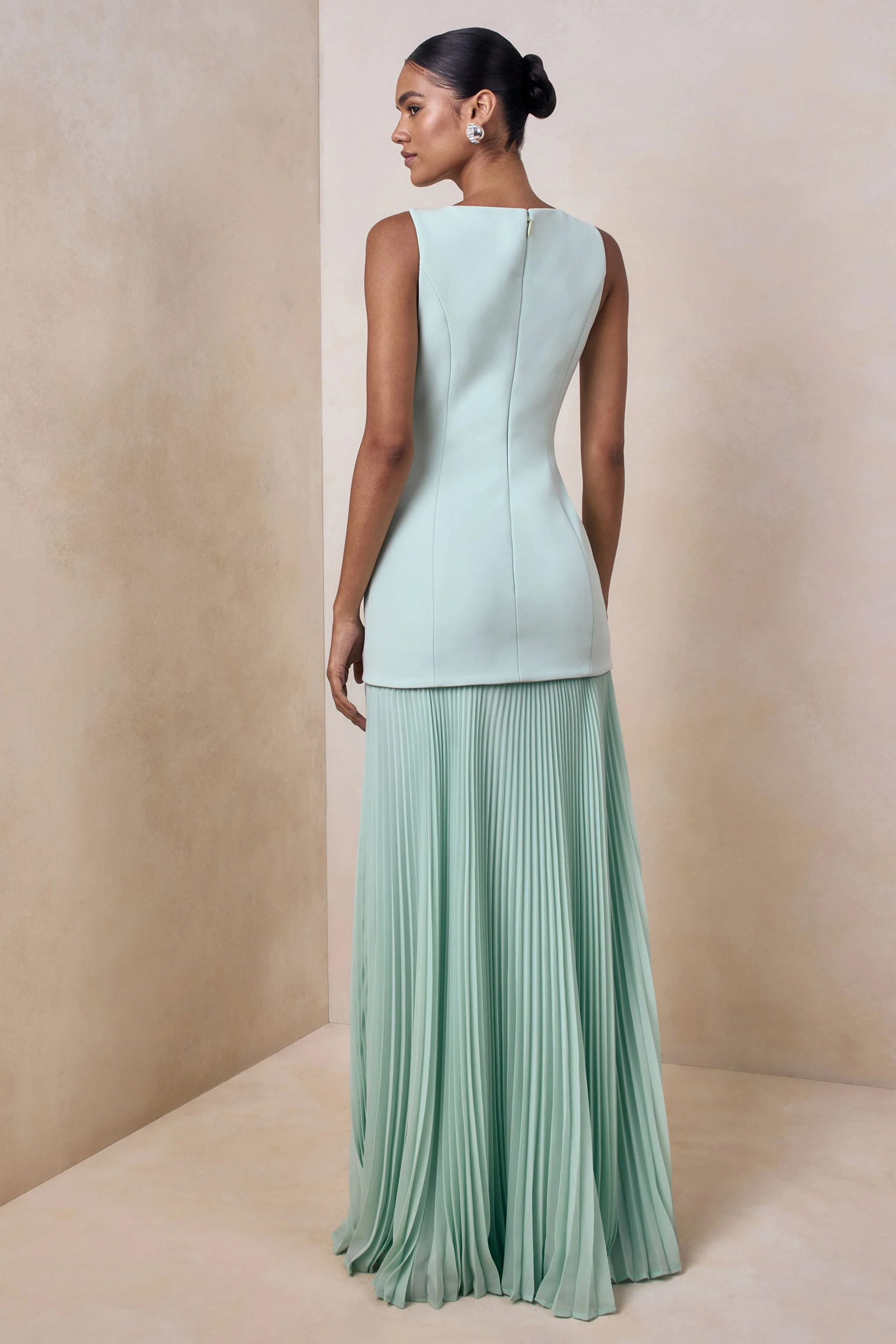 Hadley | Saliegroene Boothals Maxi Jurk Met Verlaagde Taille - Image 2