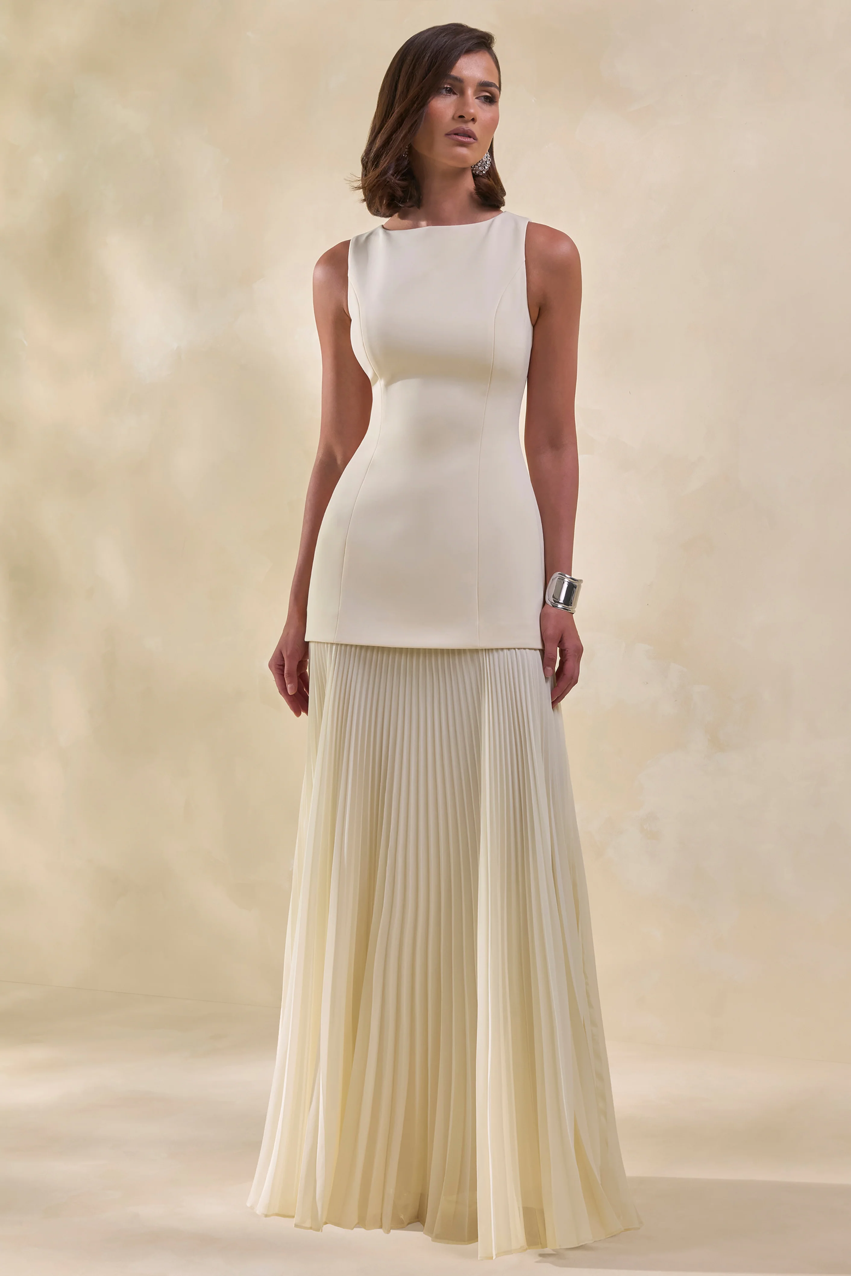 Hadley | Steenkleurige Maxi Jurk Met Boothals En Verlaagde Taille - Image 4