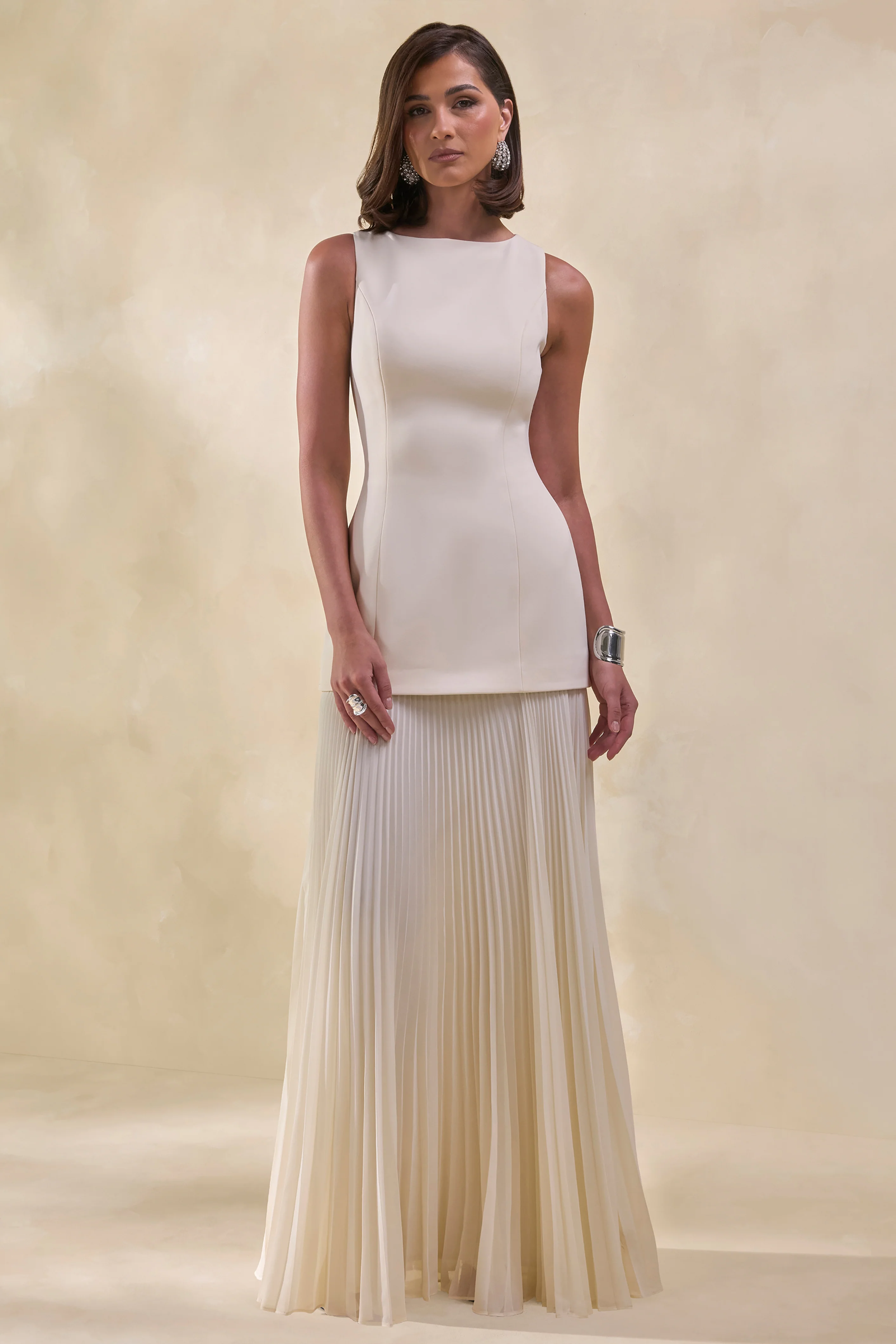 Hadley | Steenkleurige Maxi Jurk Met Boothals En Verlaagde Taille - Image 5