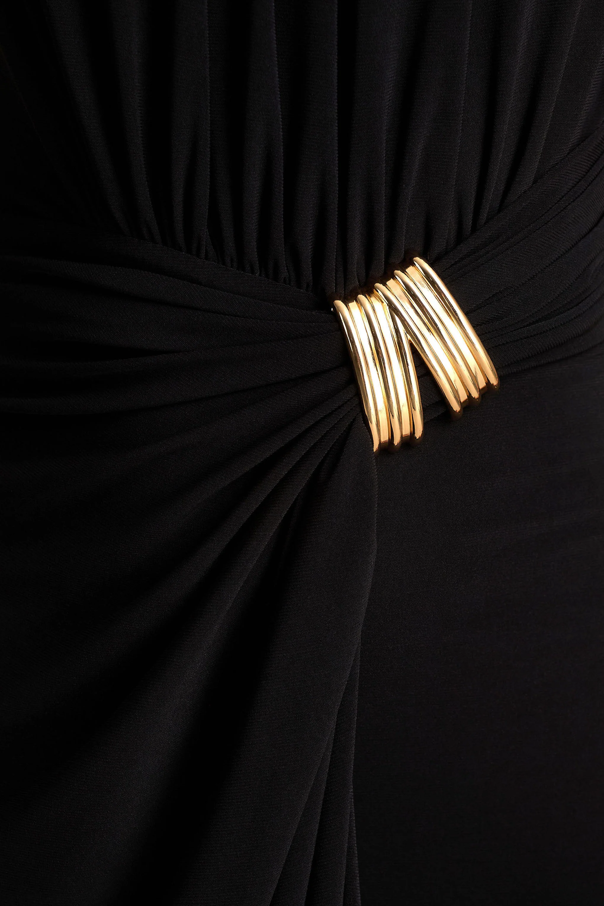Harlow | Zwart Hoge Hals Maxi Jurk Met Overslag - Image 6