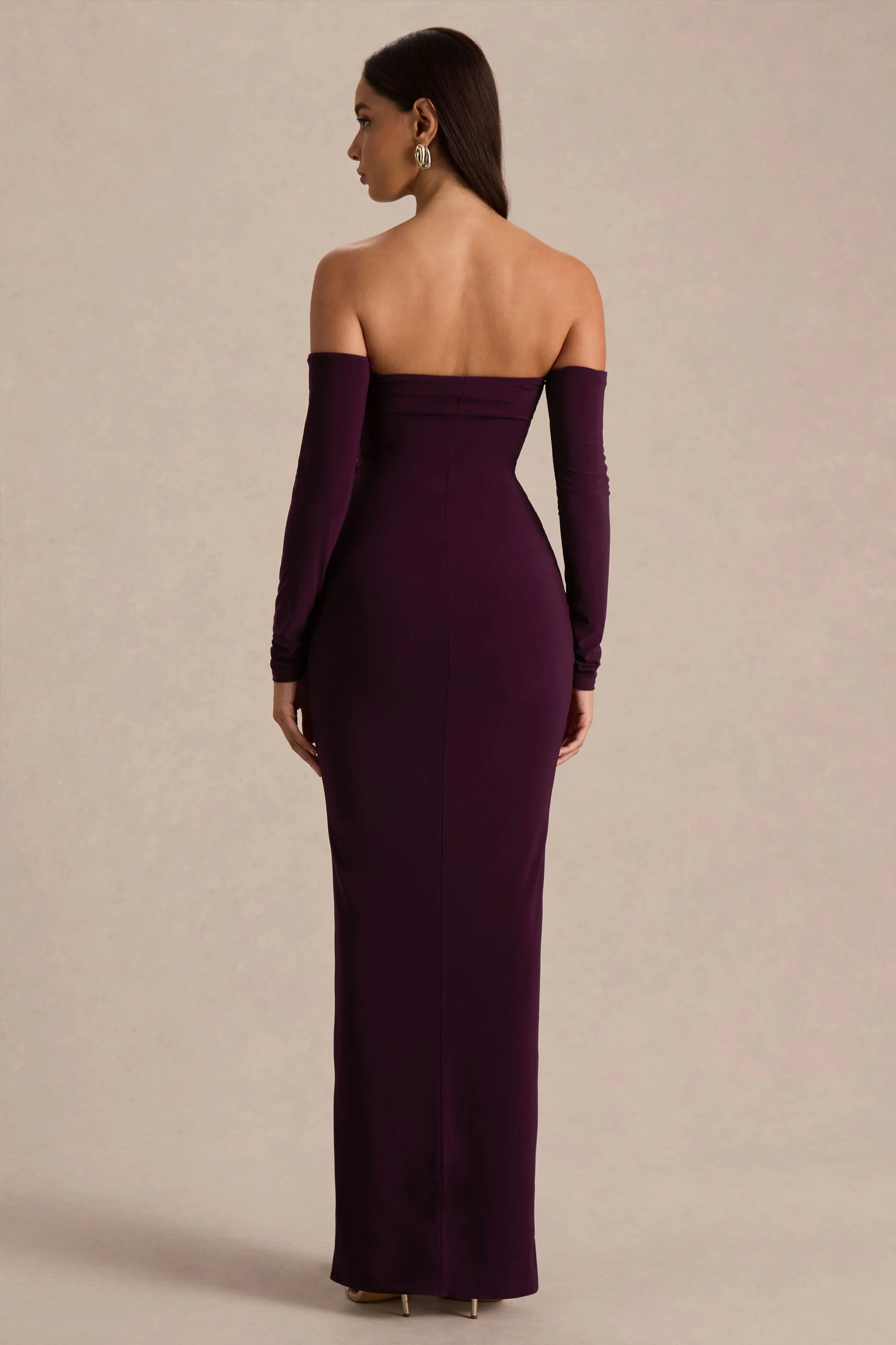 Harper | Pruim Bardot Hals Maxi Jurk - Image 2
