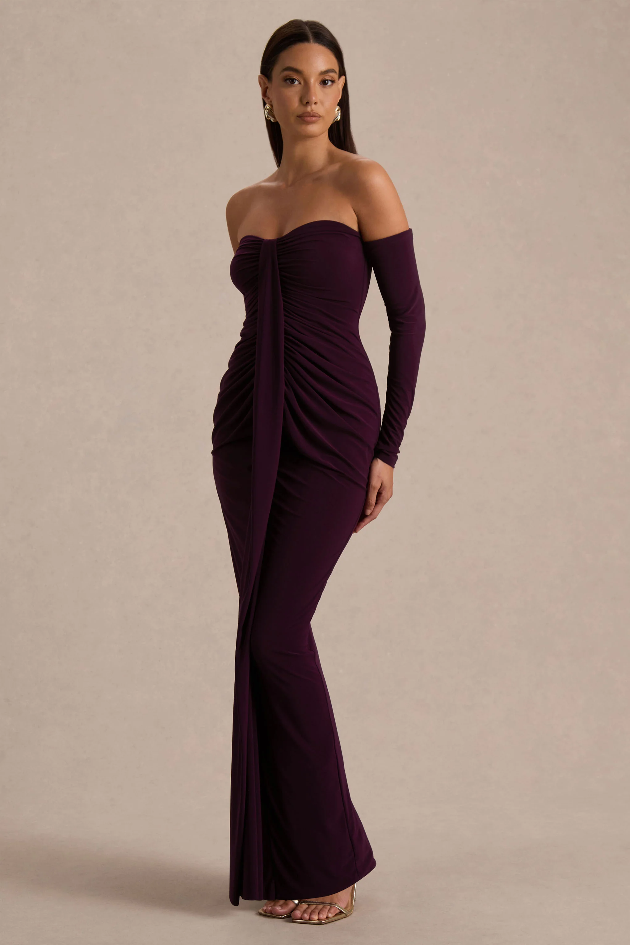 Harper | Pruim Bardot Hals Maxi Jurk - Image 4