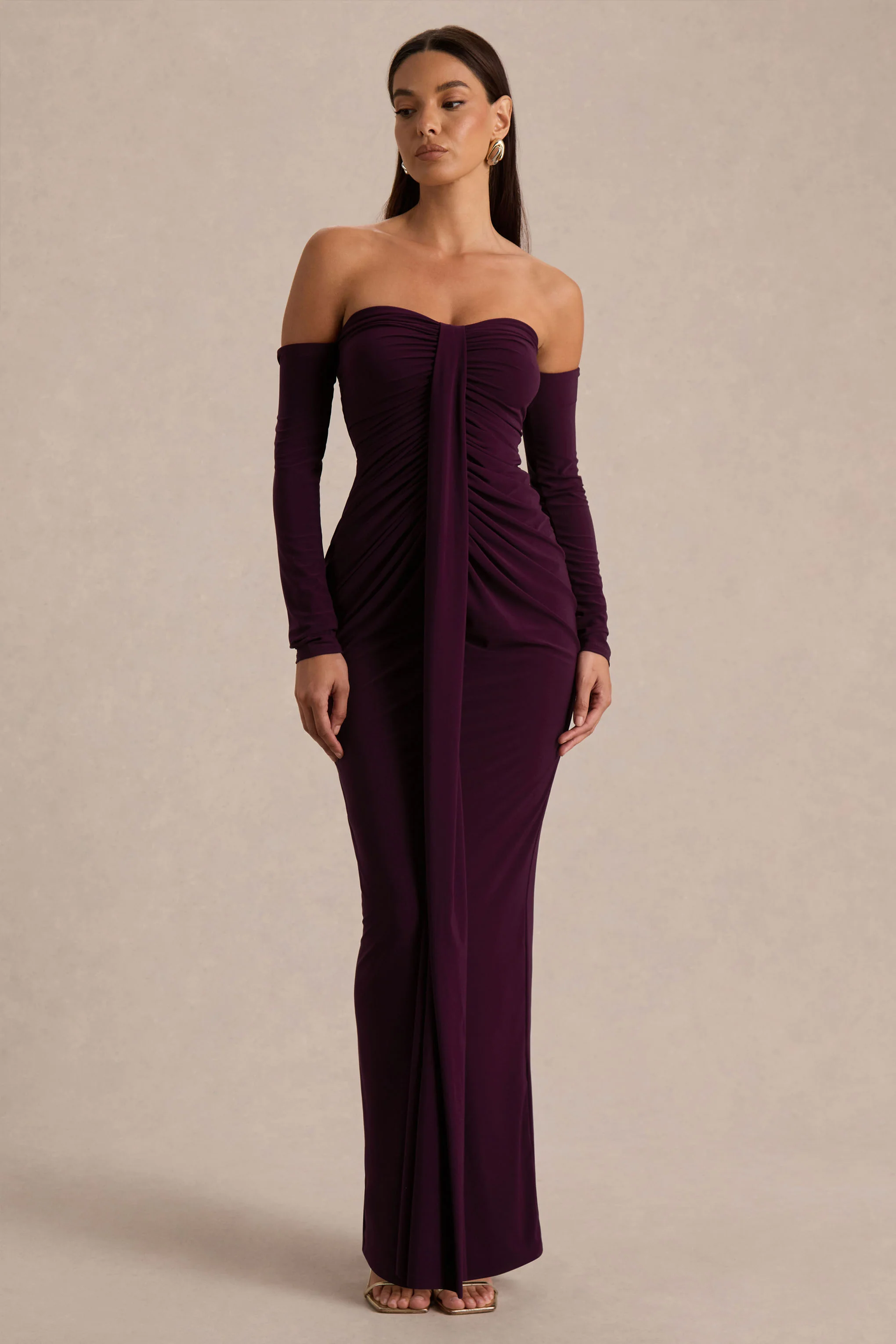 Harper | Pruim Bardot Hals Maxi Jurk - Image 5