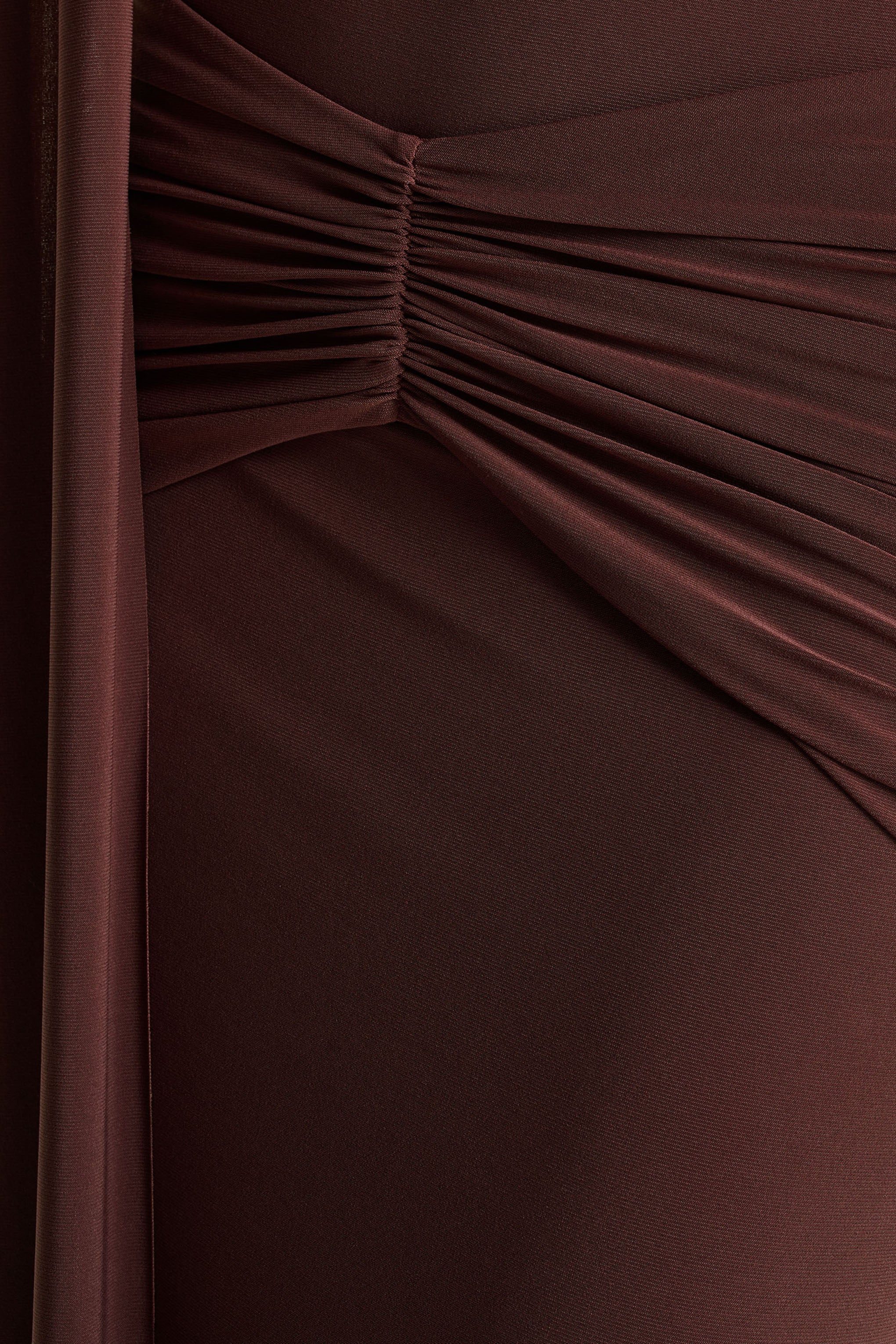 Hyla | Bruine Hoge Hals Maxi Jurk Met Ceintuur Detail - Image 6