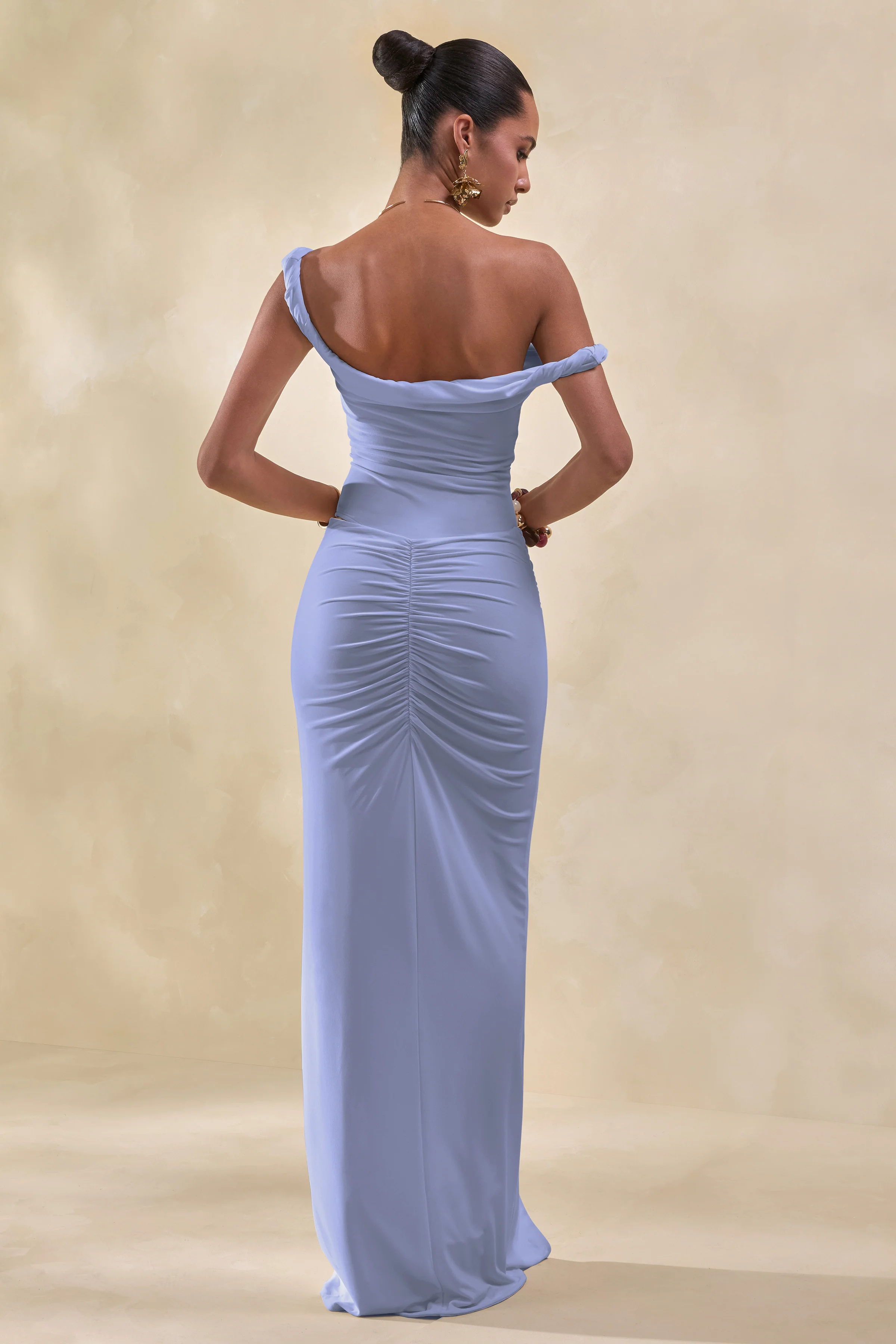 Idris | Blauwe Gedraaide Taille Maxi Rok met Voorsplit - Image 3