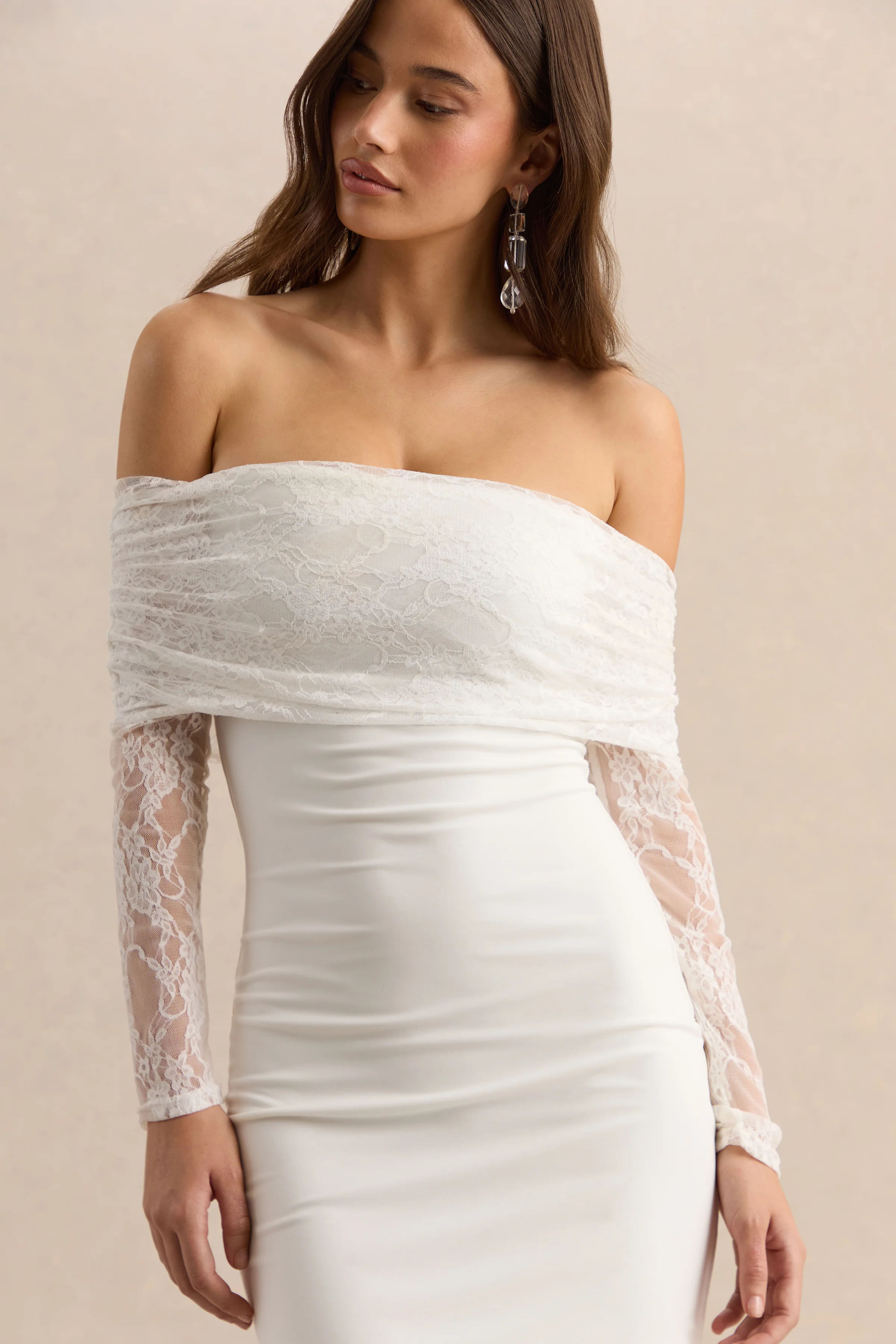 Incantelle | Witte Bardot Hals Mini Jurk - Image 4