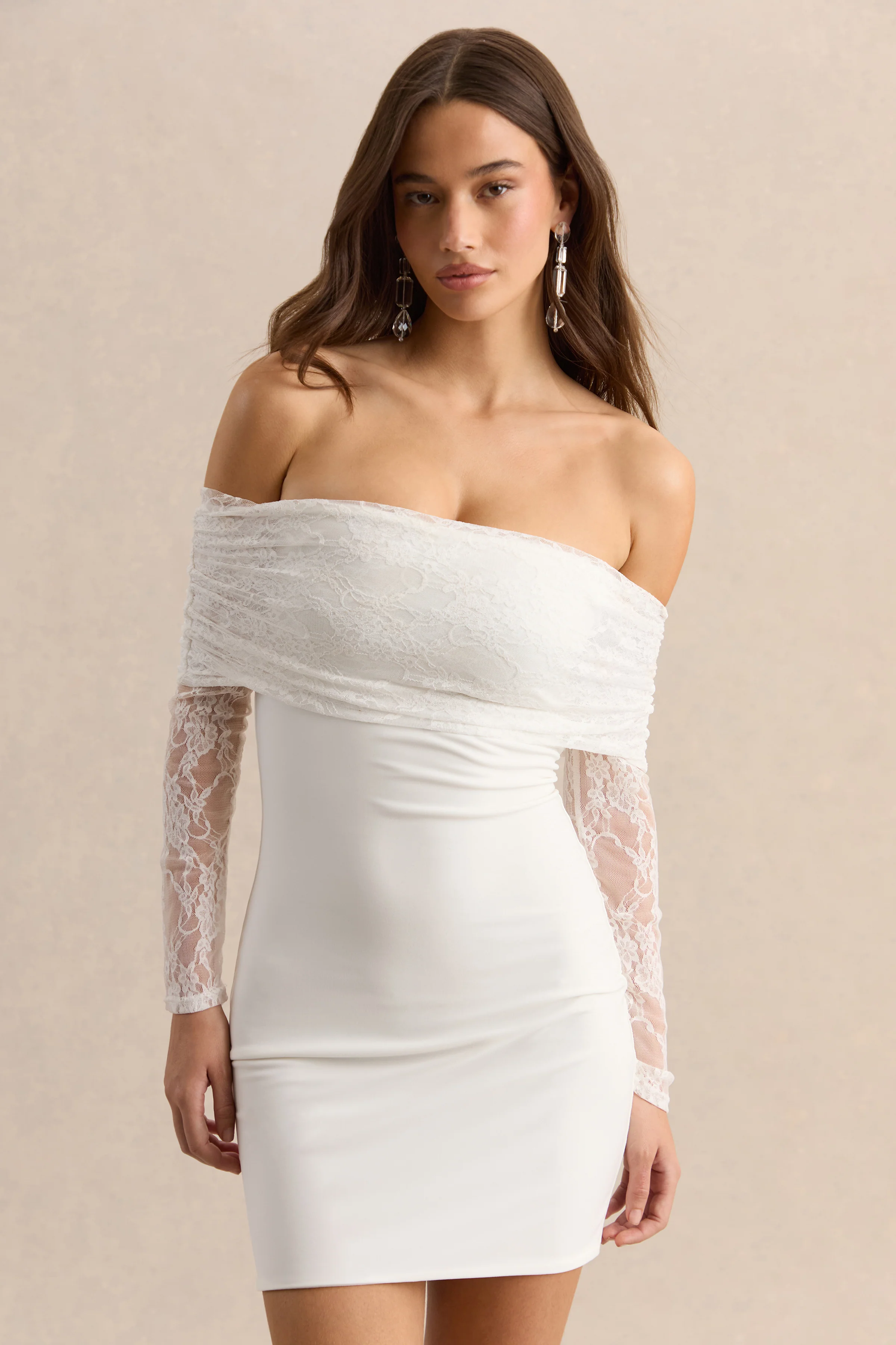 Incantelle | Witte Bardot Hals Mini Jurk - Image 5
