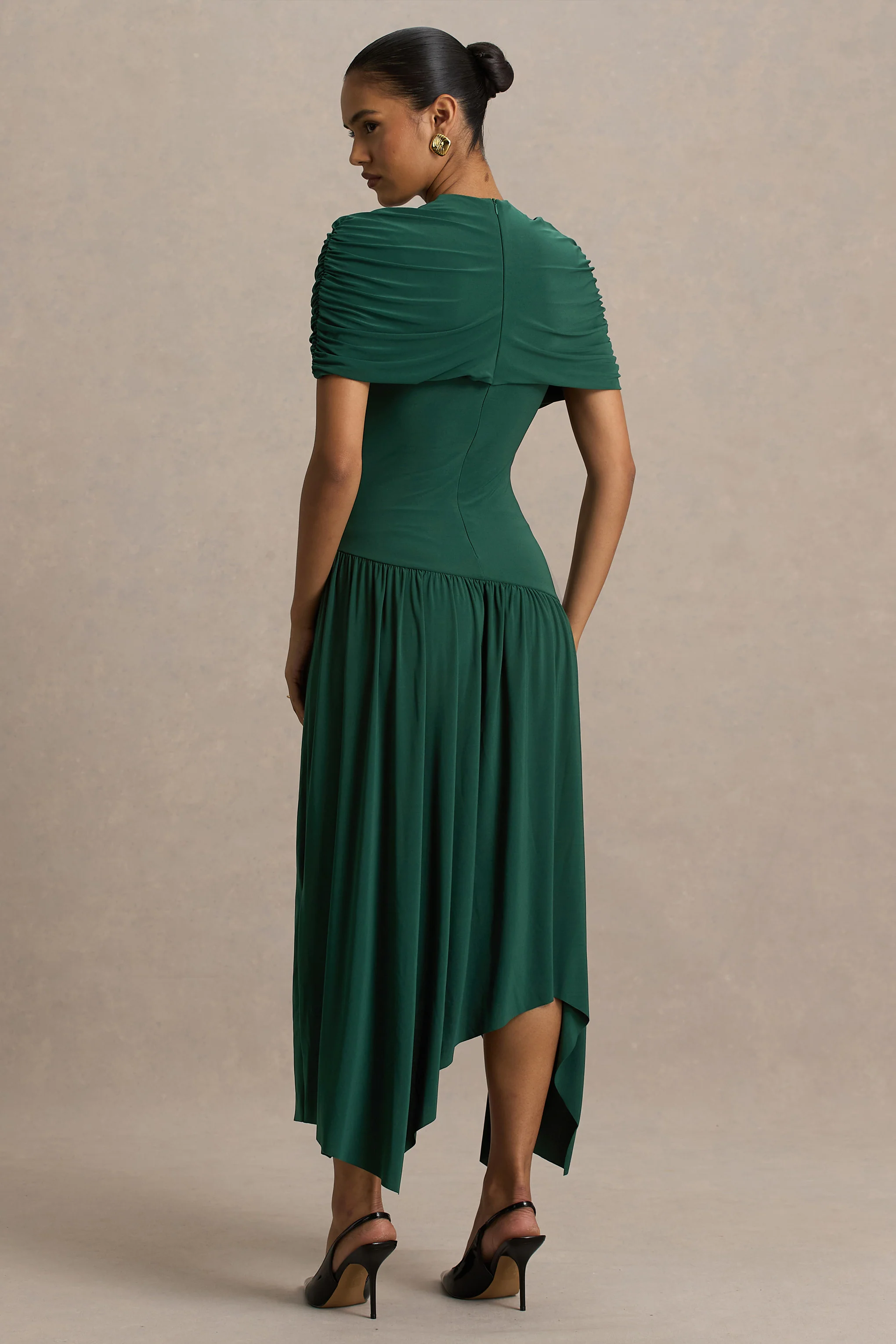 Ione | Blauwgroene Overslag Maxi Jurk Met Zakdoek Zoom - Image 2