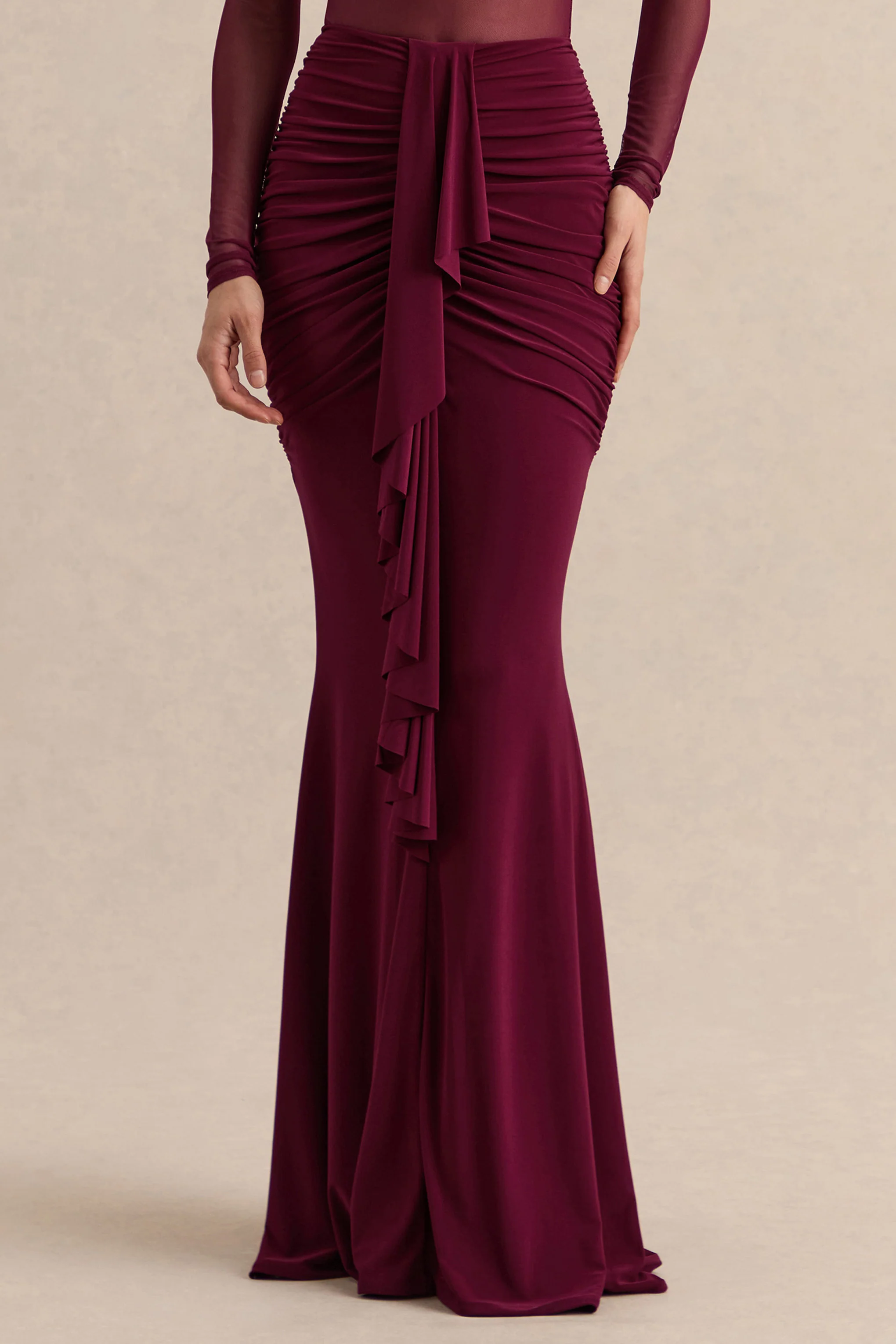 Iskra | Bordeaux Maxi Rok Met Extreme Ruches