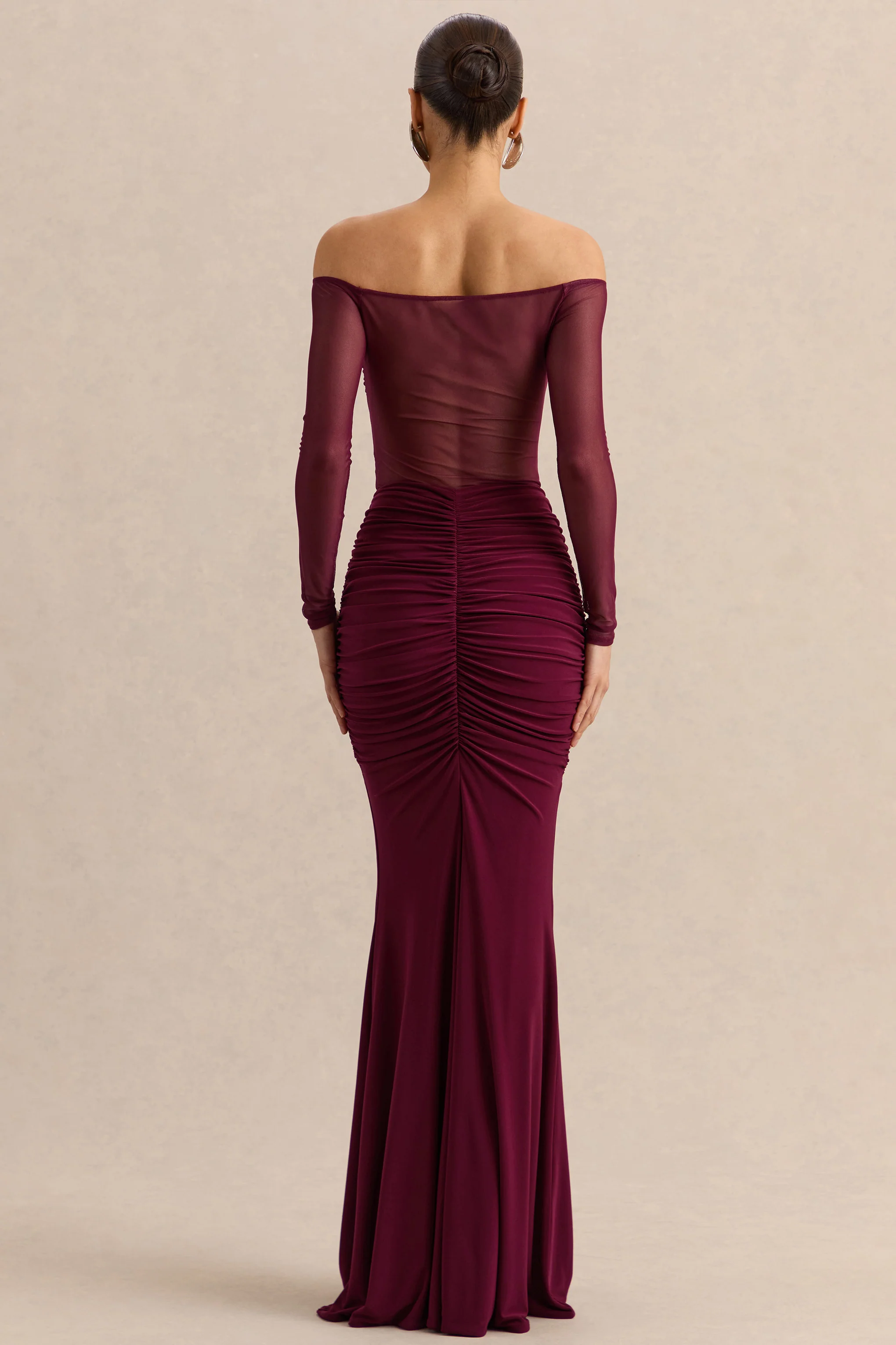 Iskra | Bordeaux Maxi Rok Met Extreme Ruches - Image 3