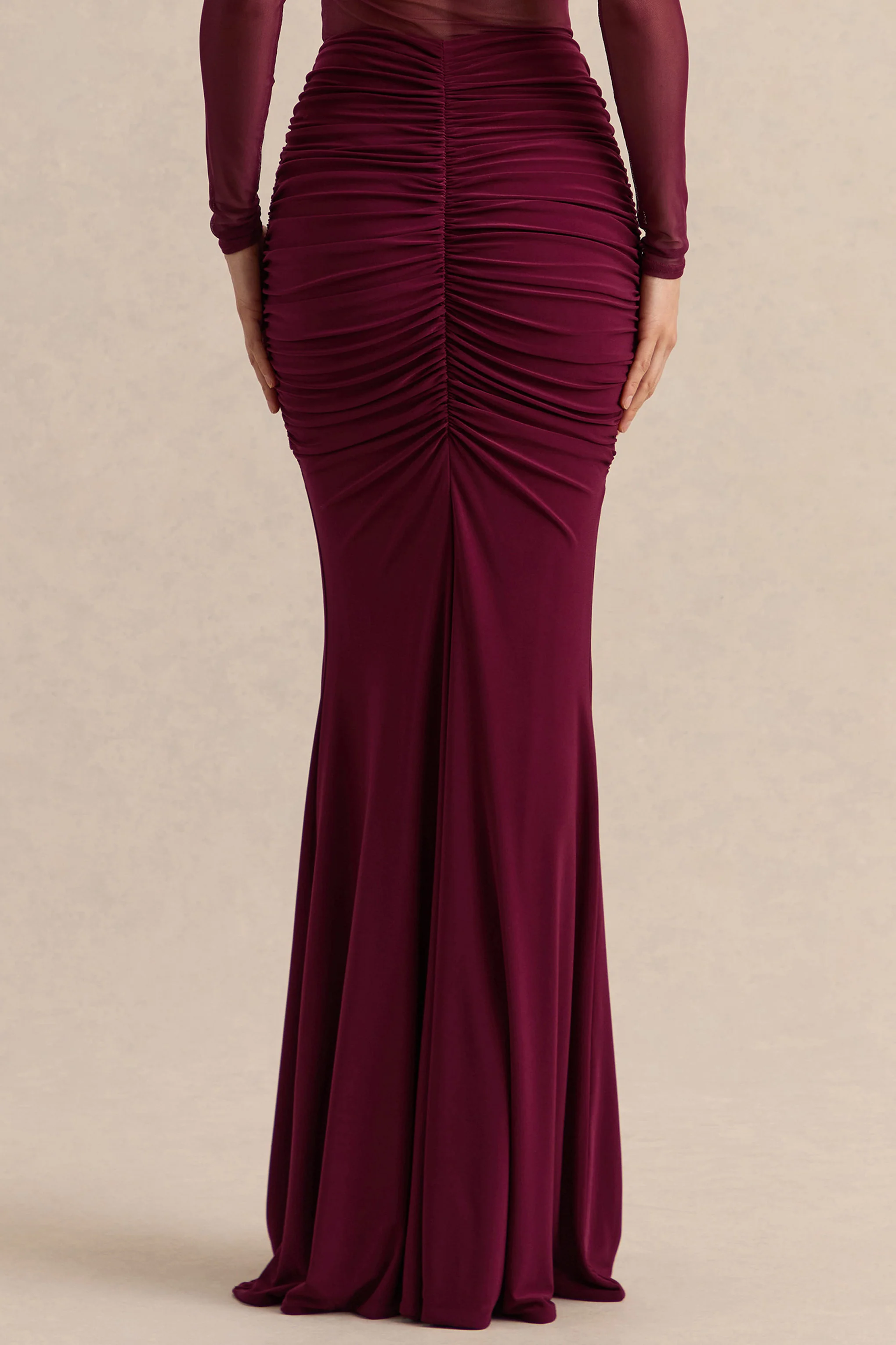 Iskra | Bordeaux Maxi Rok Met Extreme Ruches - Image 4