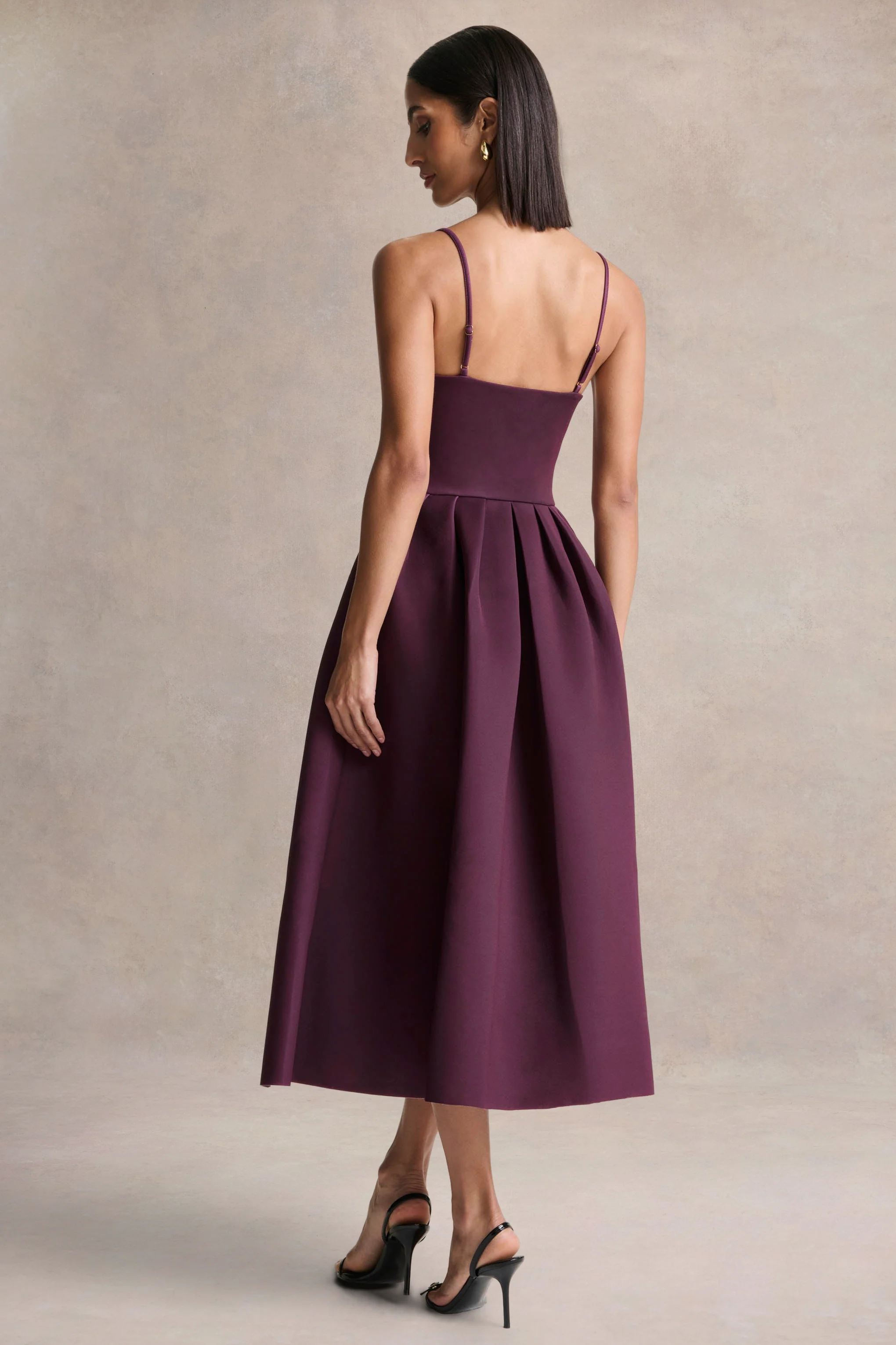 Jamila | Pruim Midi Jurk Met Ronde Hals - Image 2