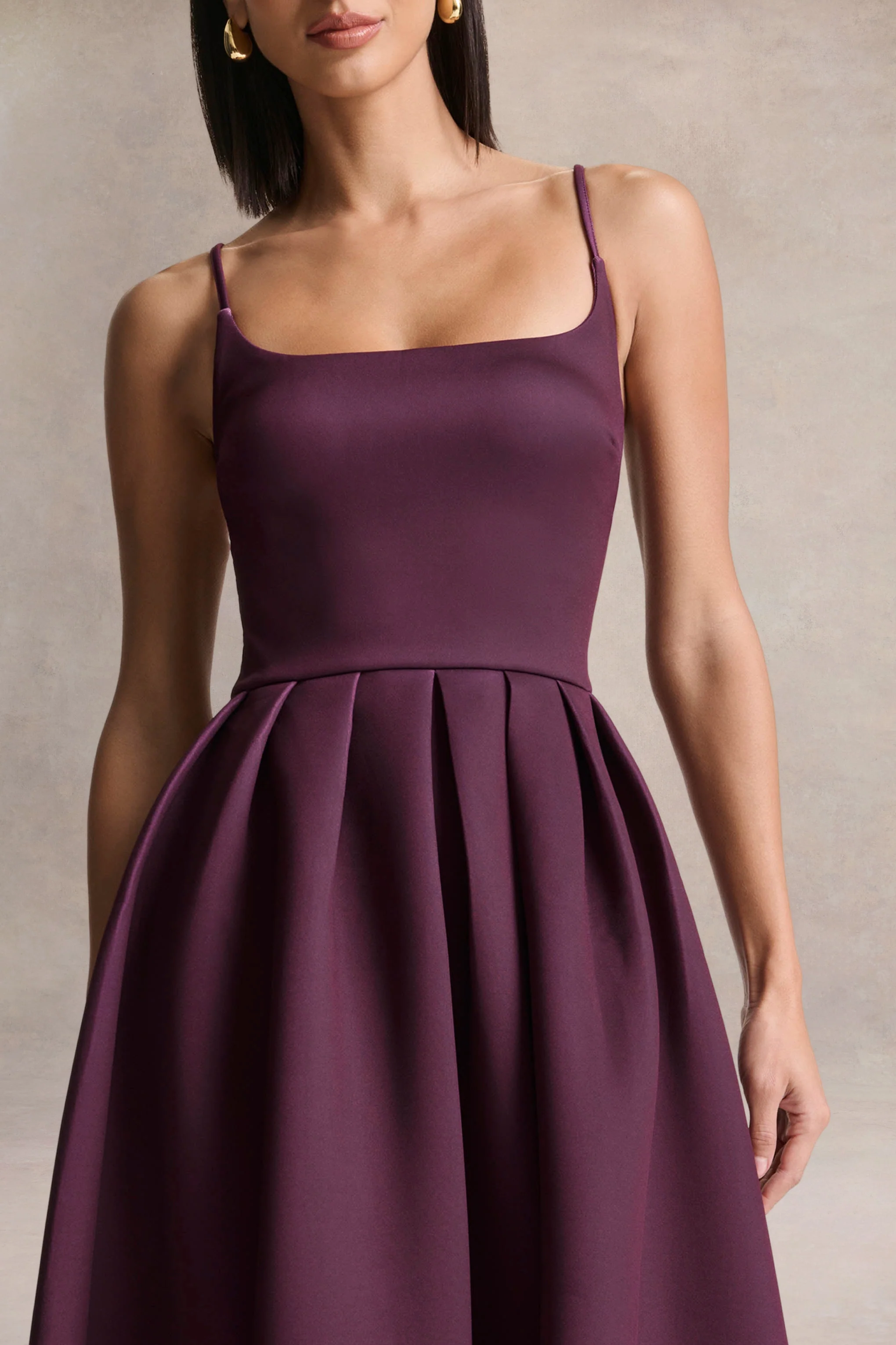 Jamila | Pruim Midi Jurk Met Ronde Hals - Image 3