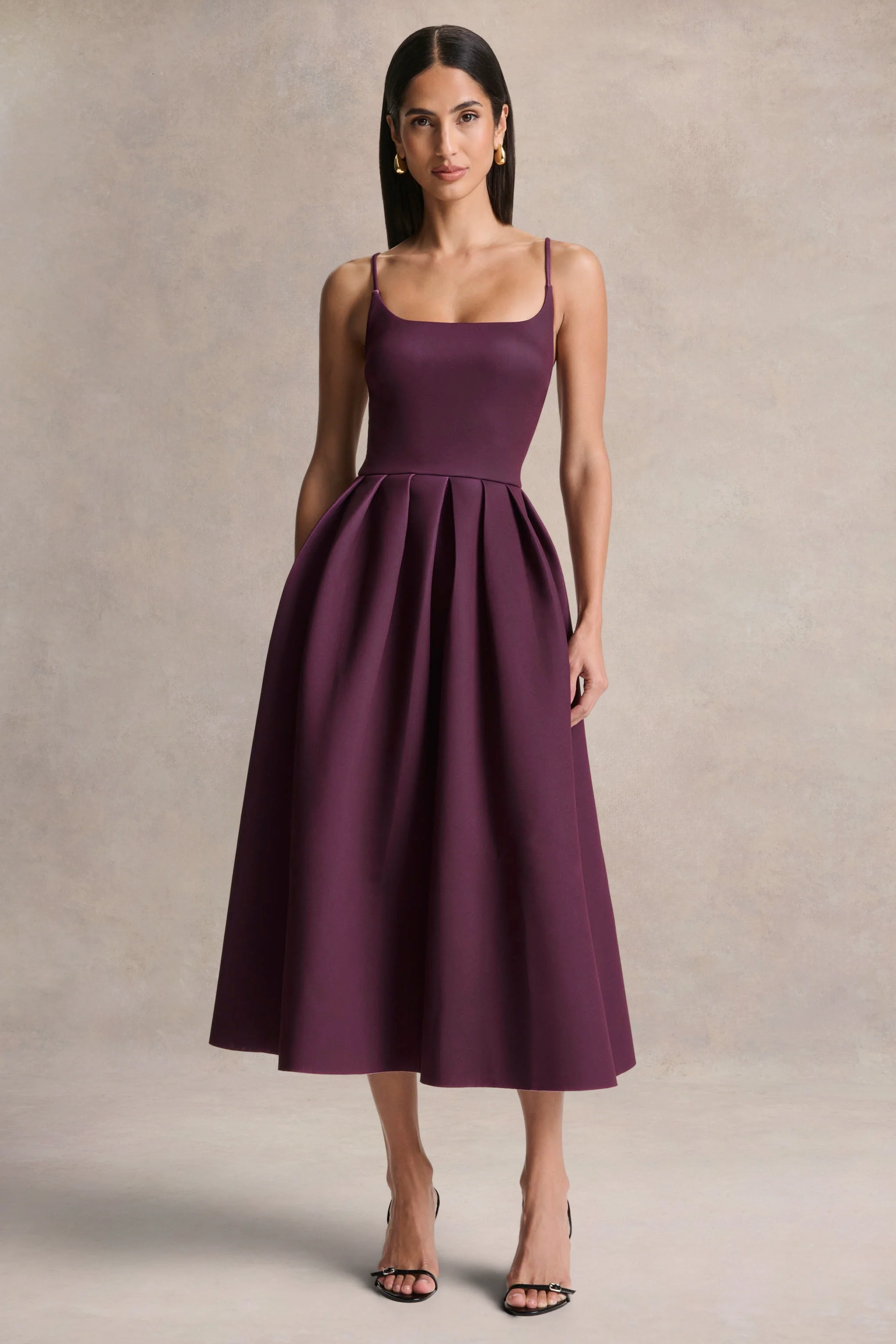 Jamila | Pruim Midi Jurk Met Ronde Hals - Image 5