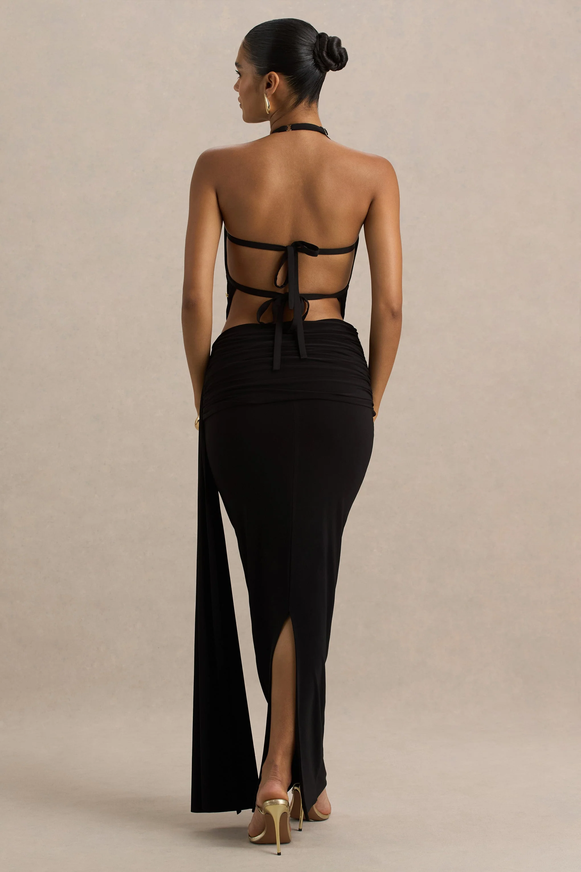 Joi | Zwarte Maxi Rok Met Sjerp Detail - Image 4