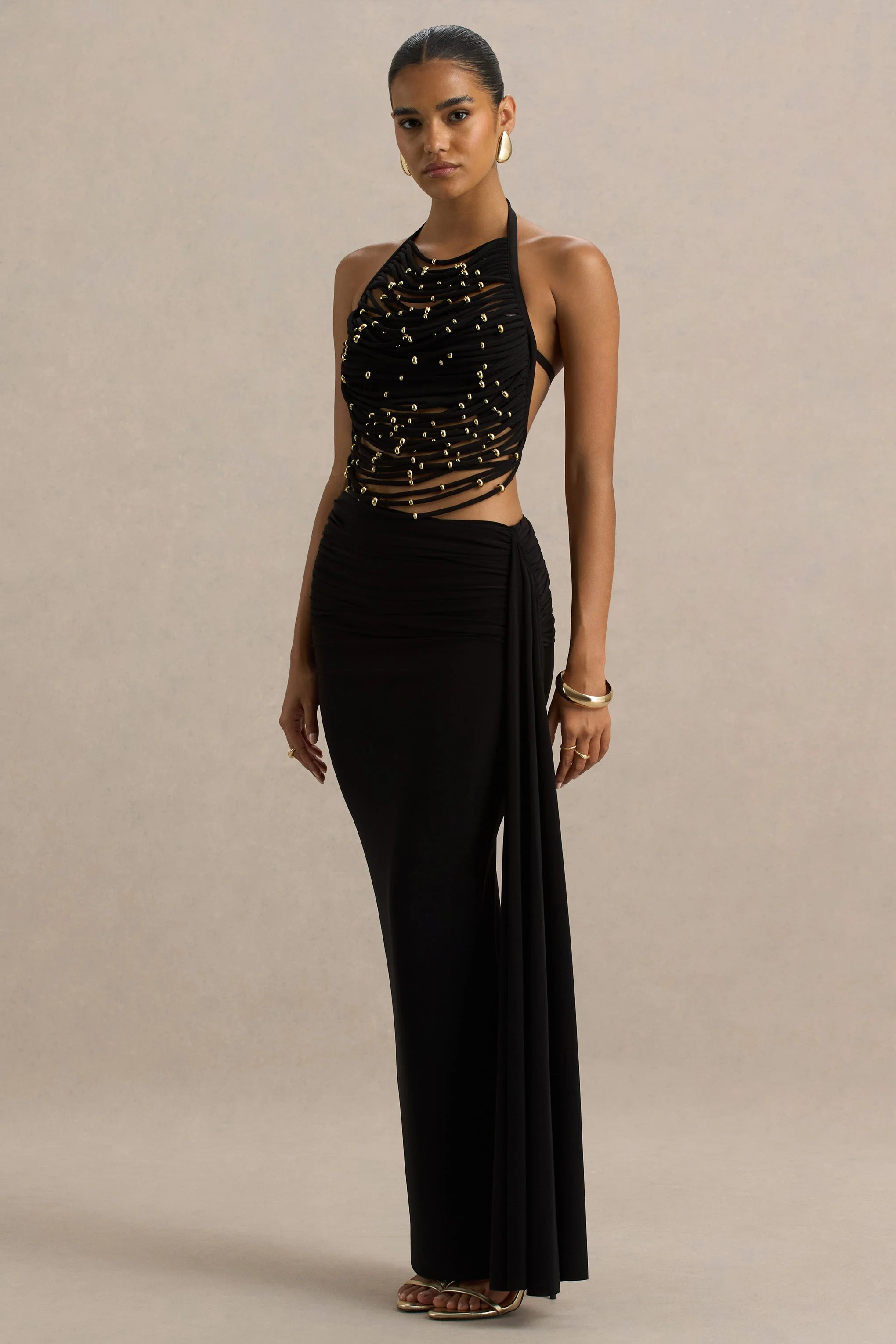 Joi | Zwarte Maxi Rok Met Sjerp Detail - Image 6