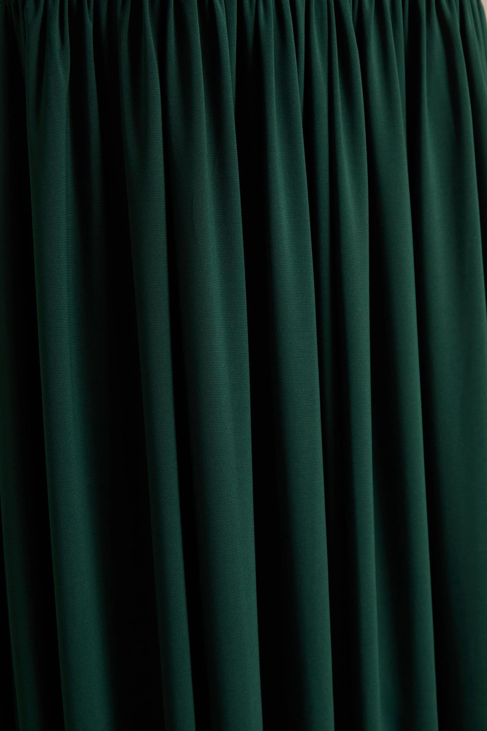 Kady | Donkergroene Asymmetrische Hals Maxi Jurk Met Gerimpelde Detail - Image 6