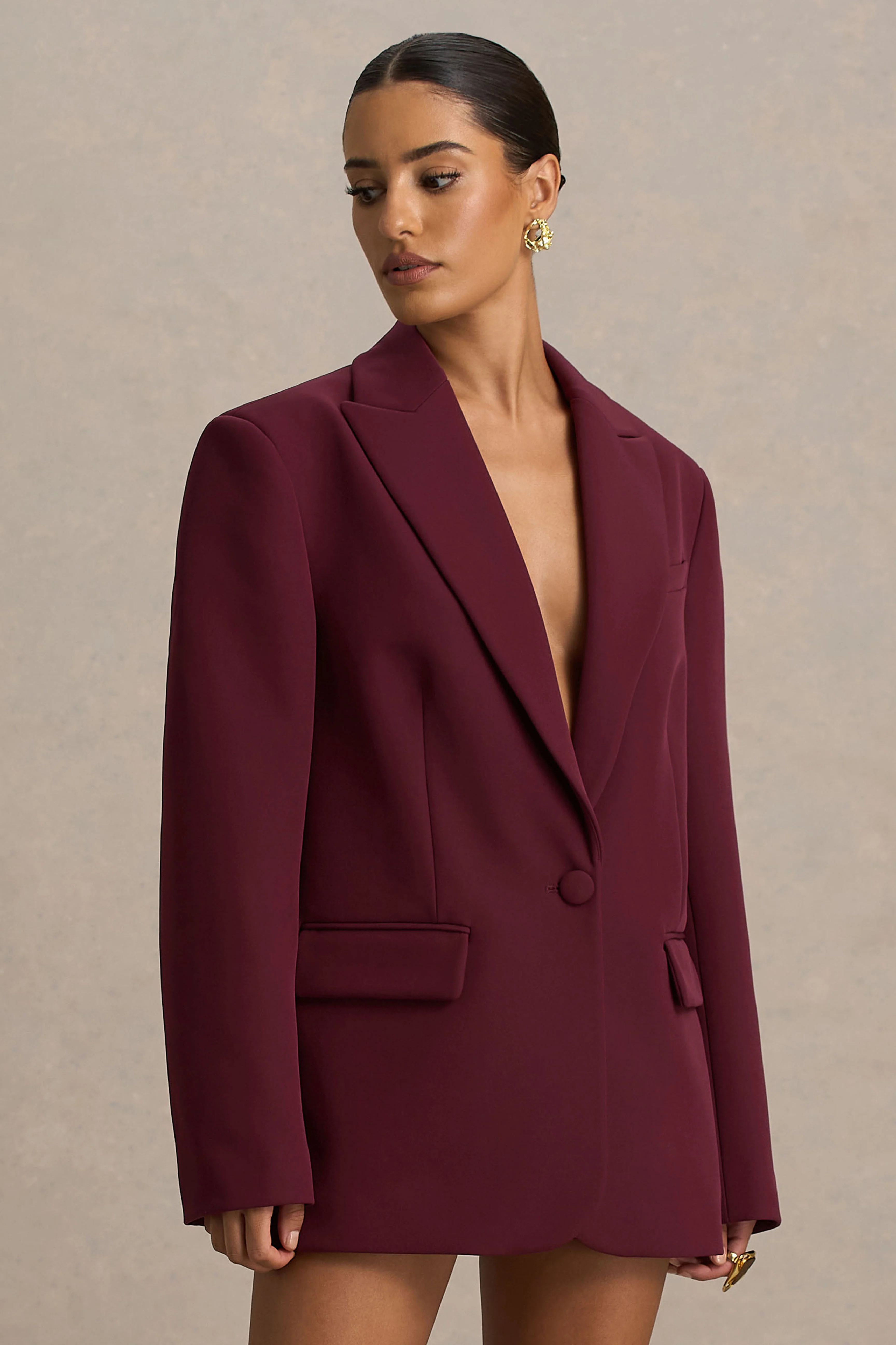 Katherine | Bordeaux Diepe V‑Hals Getailleerde Blazer - Image 5