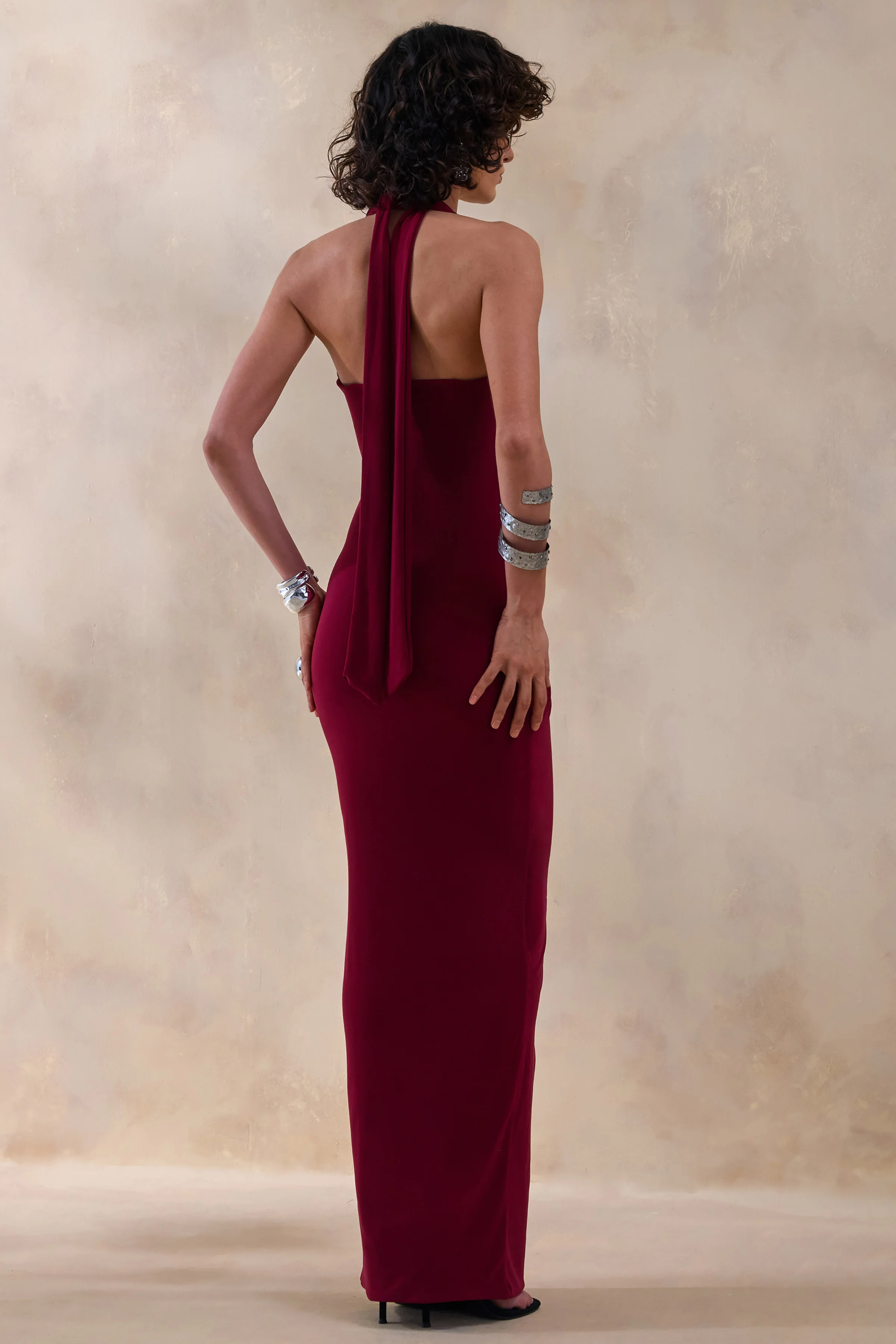 Lesley | Bordeaux Diepe V-Hals Maxi Jurk - Image 2