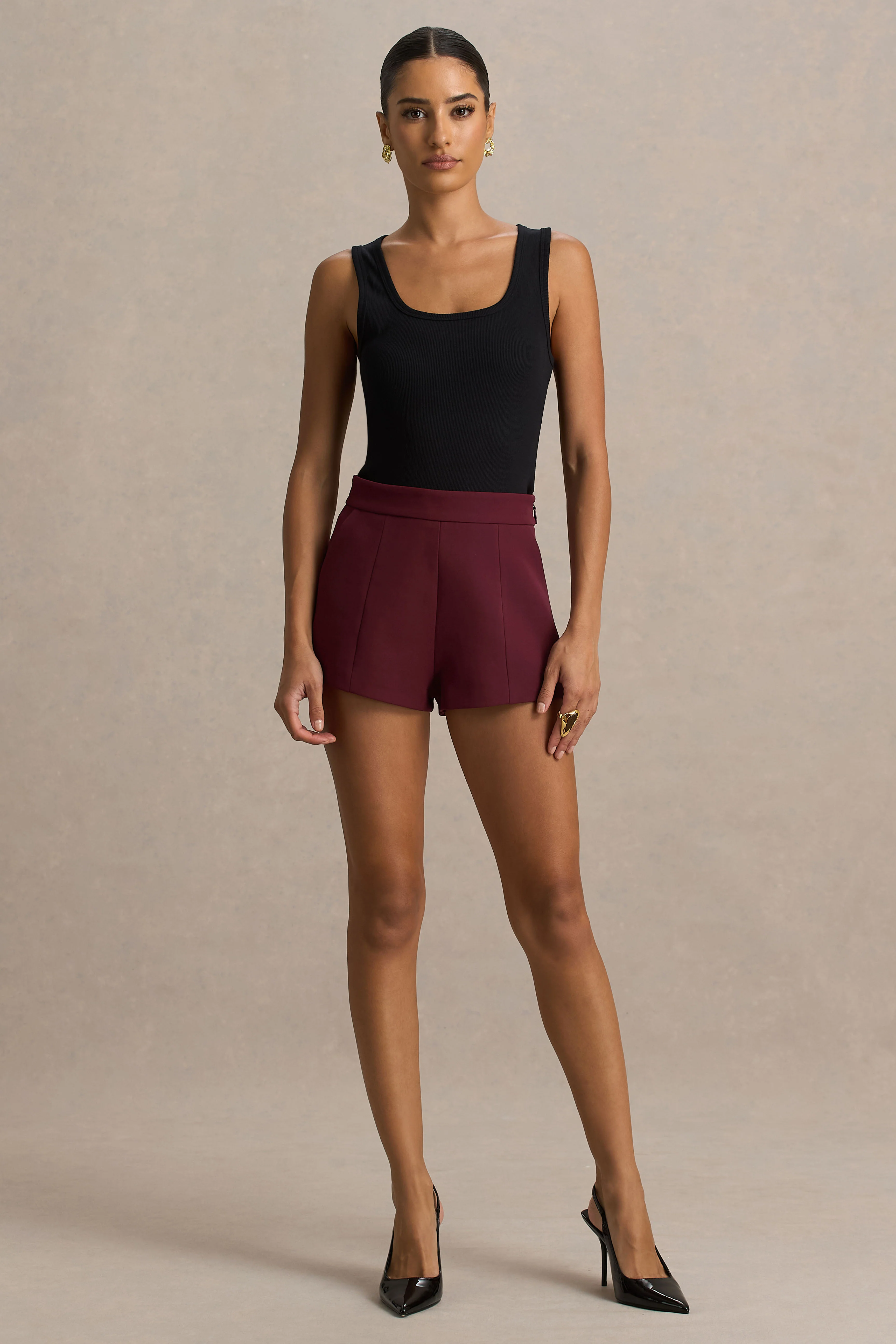 Lina | Bordeaux Getailleerde Korte Broek - Image 4
