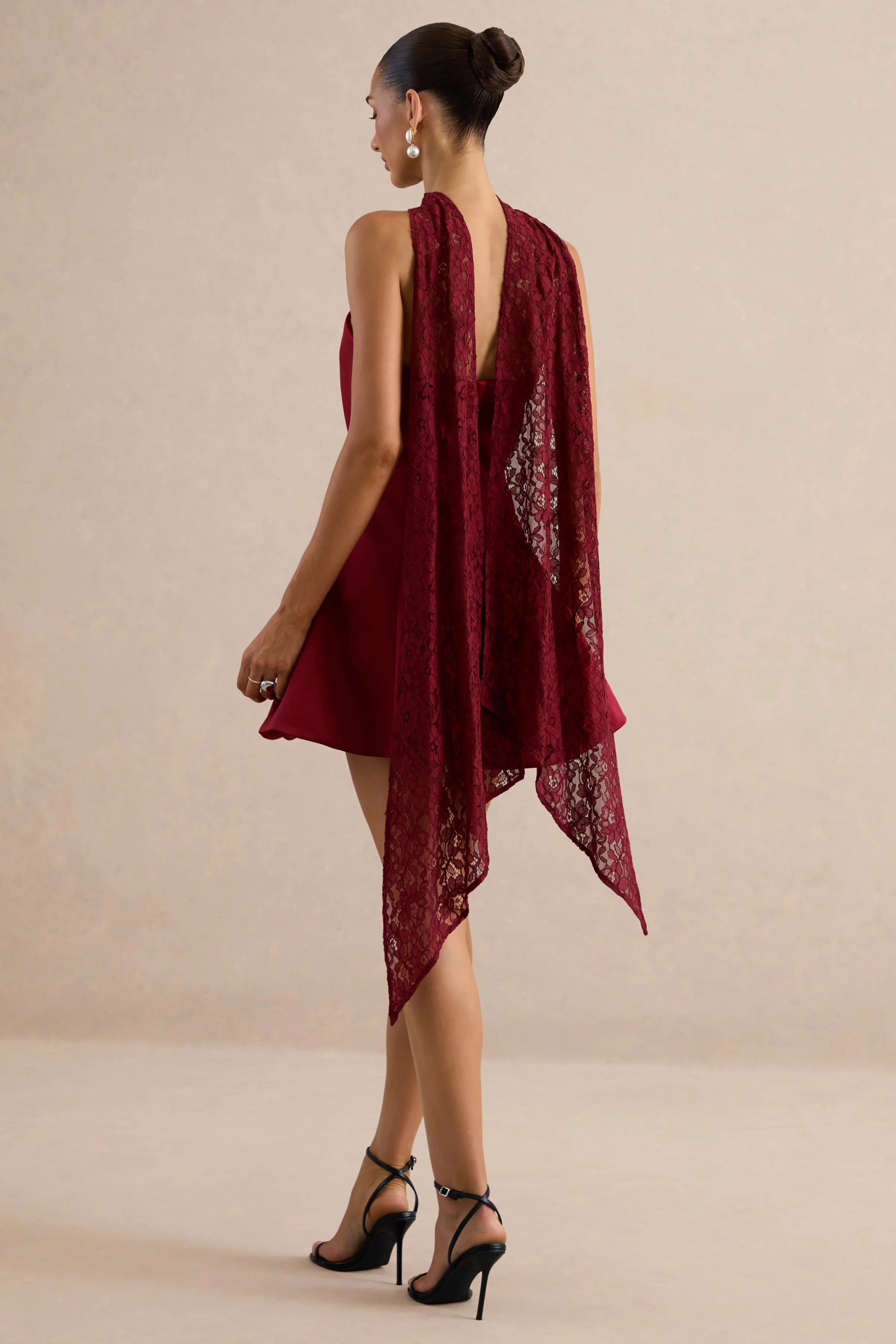 Lioray | Bordeauxrode Bandeau-hals A‑Lijn Mini Jurk - Image 5