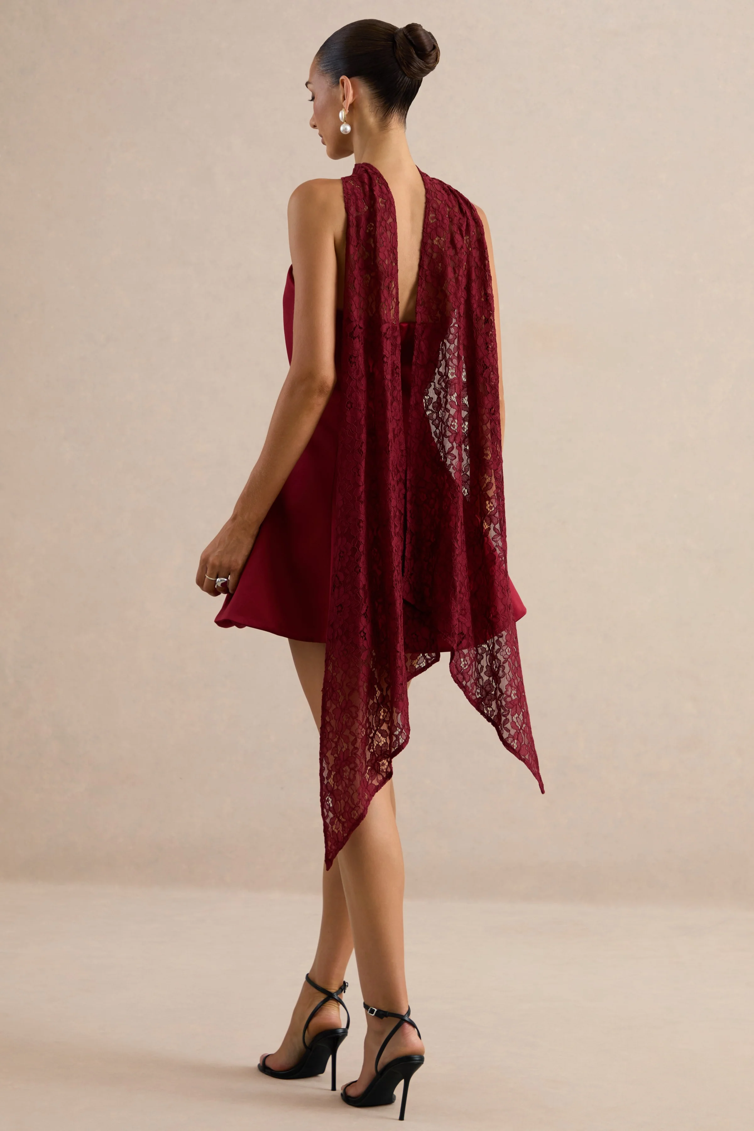 Lioray | Kanten Sjaal In Bordeaux - Image 2