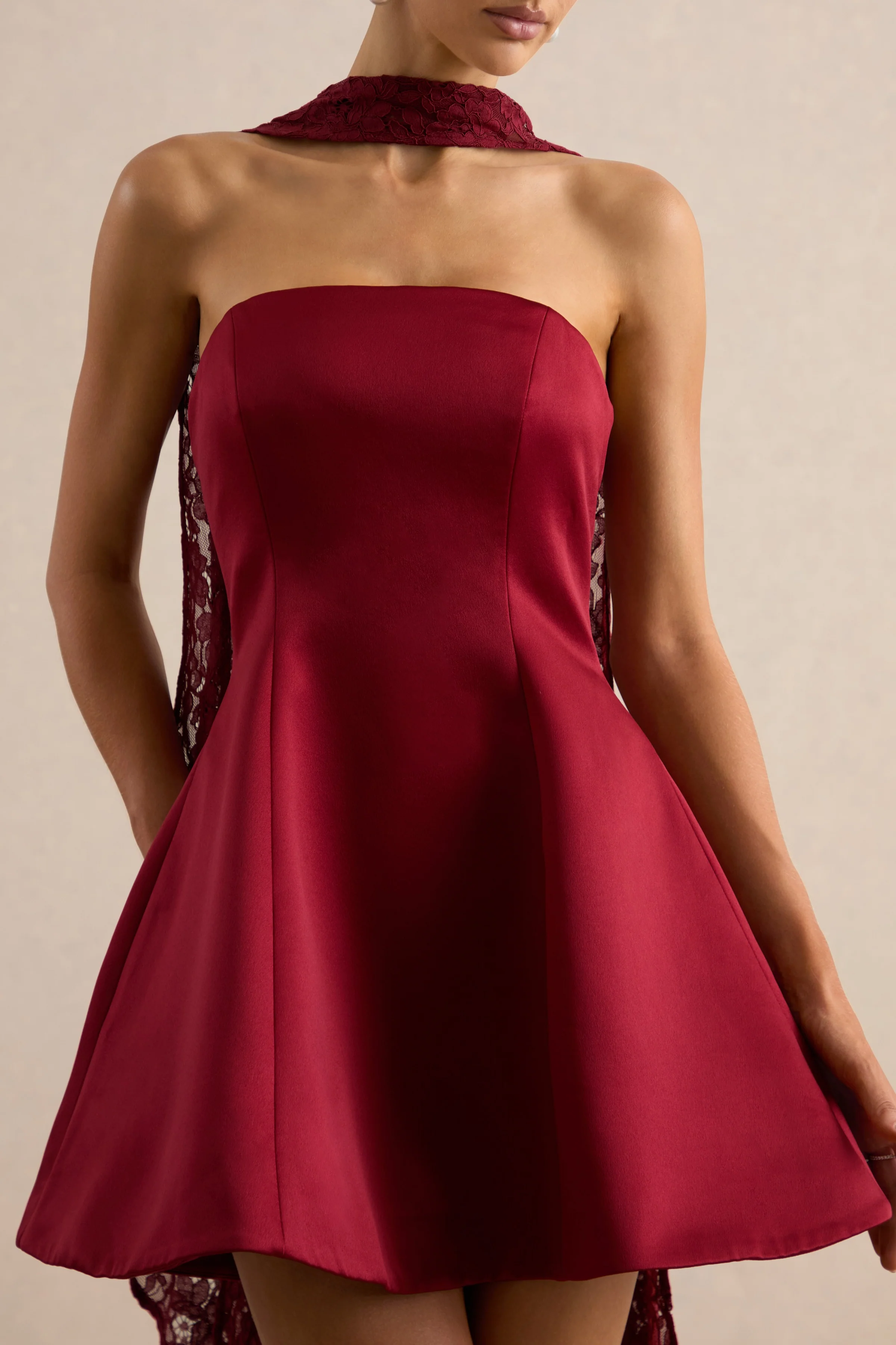 Lioray | Kanten Sjaal In Bordeaux - Image 3