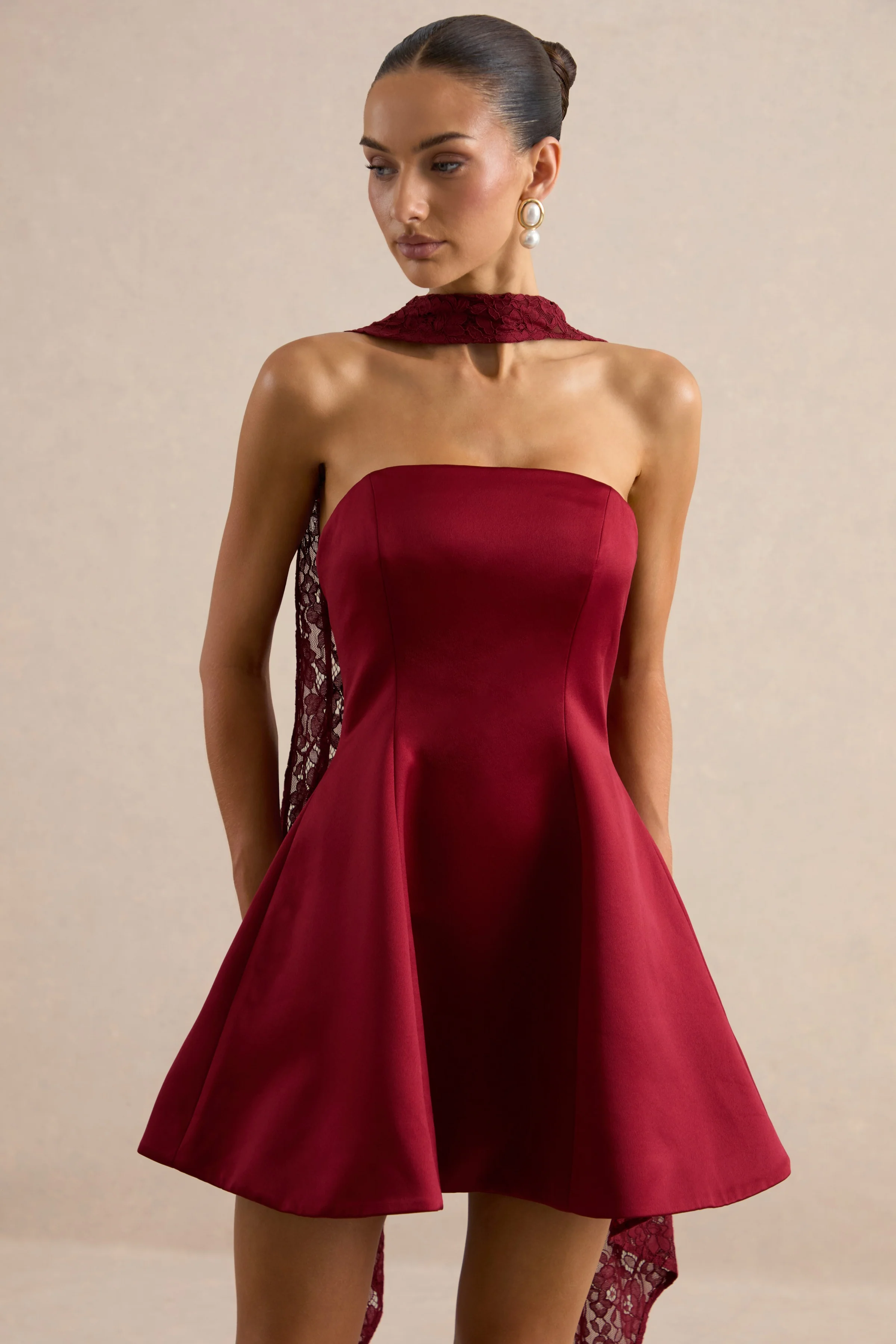 Lioray | Kanten Sjaal In Bordeaux - Image 5