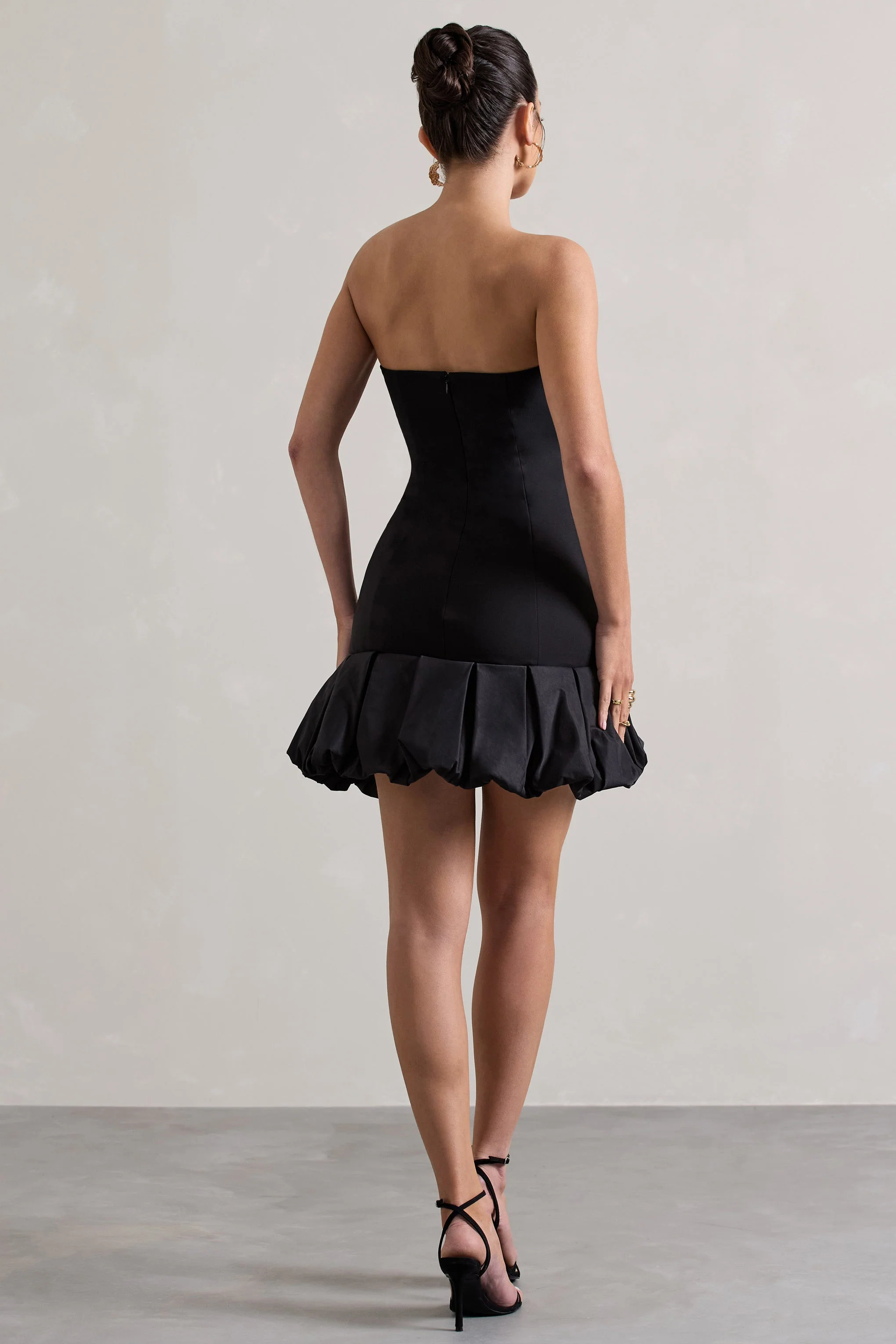 Liscia | Zwarte Bandeau Mini Jurk Met Rucherand - Image 2