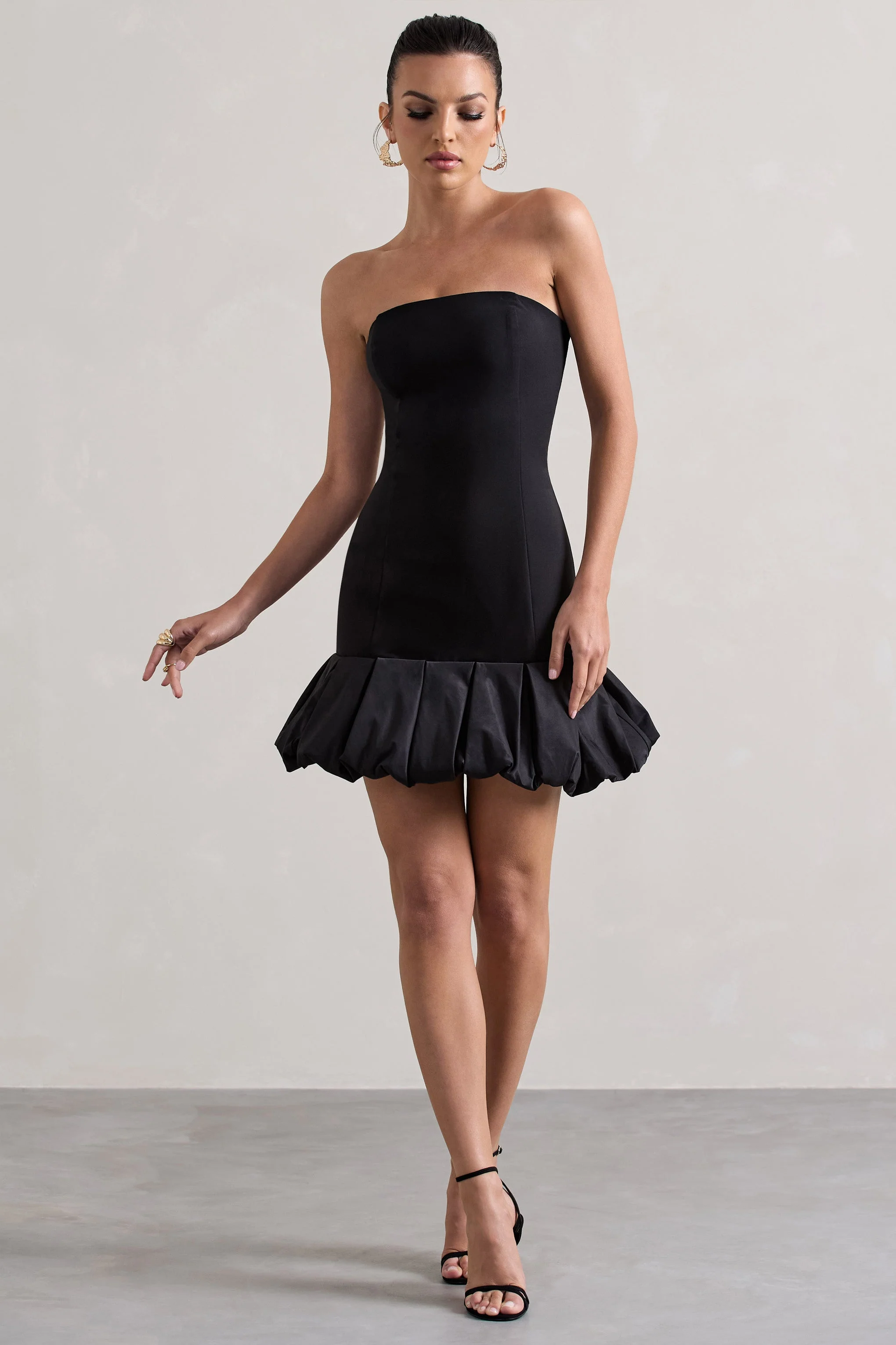 Liscia | Zwarte Bandeau Mini Jurk Met Rucherand - Image 4