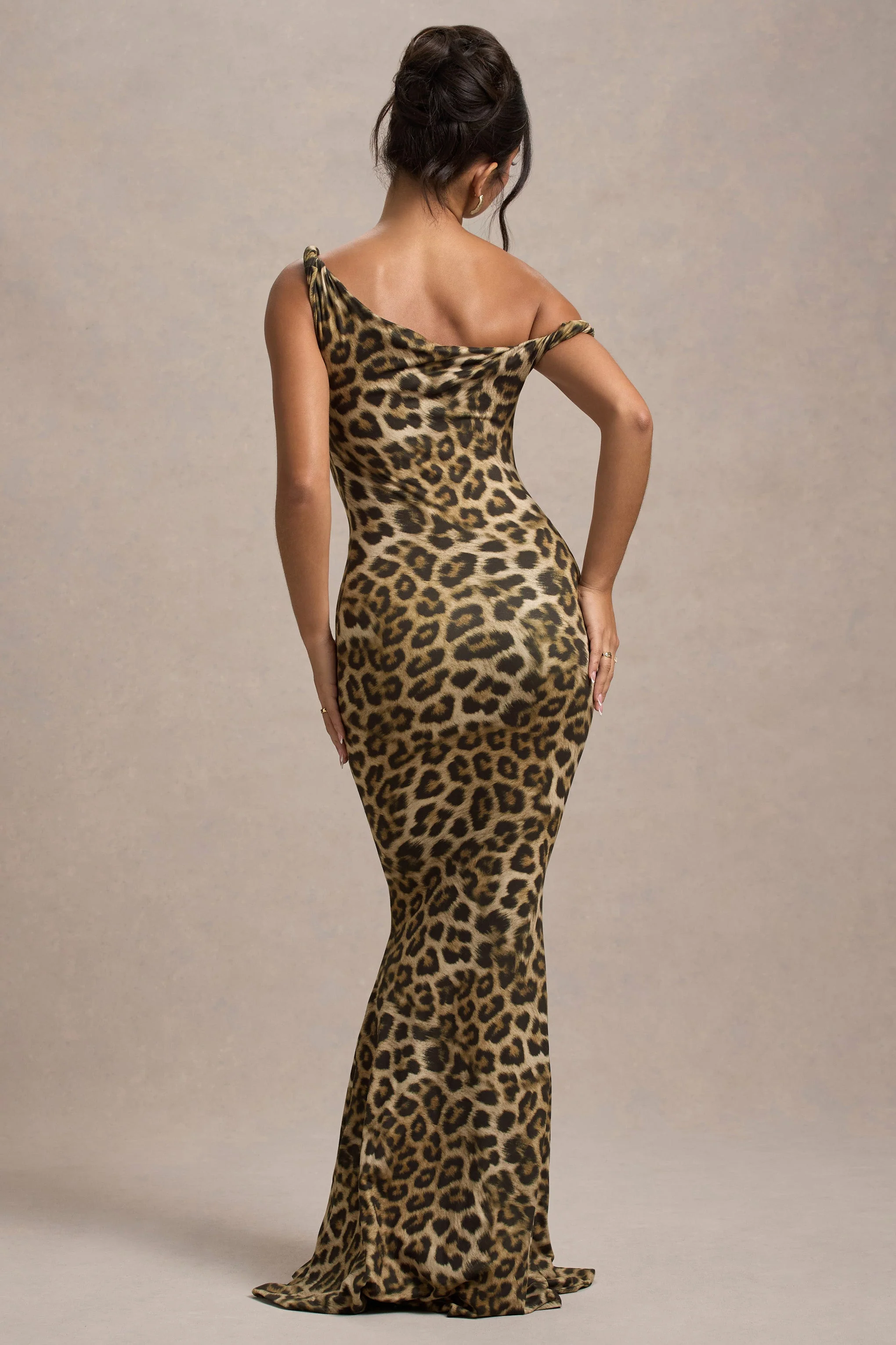 Lita | Luipaard Print Gedraaide Asymmetrische Maxi Jurk - Image 3