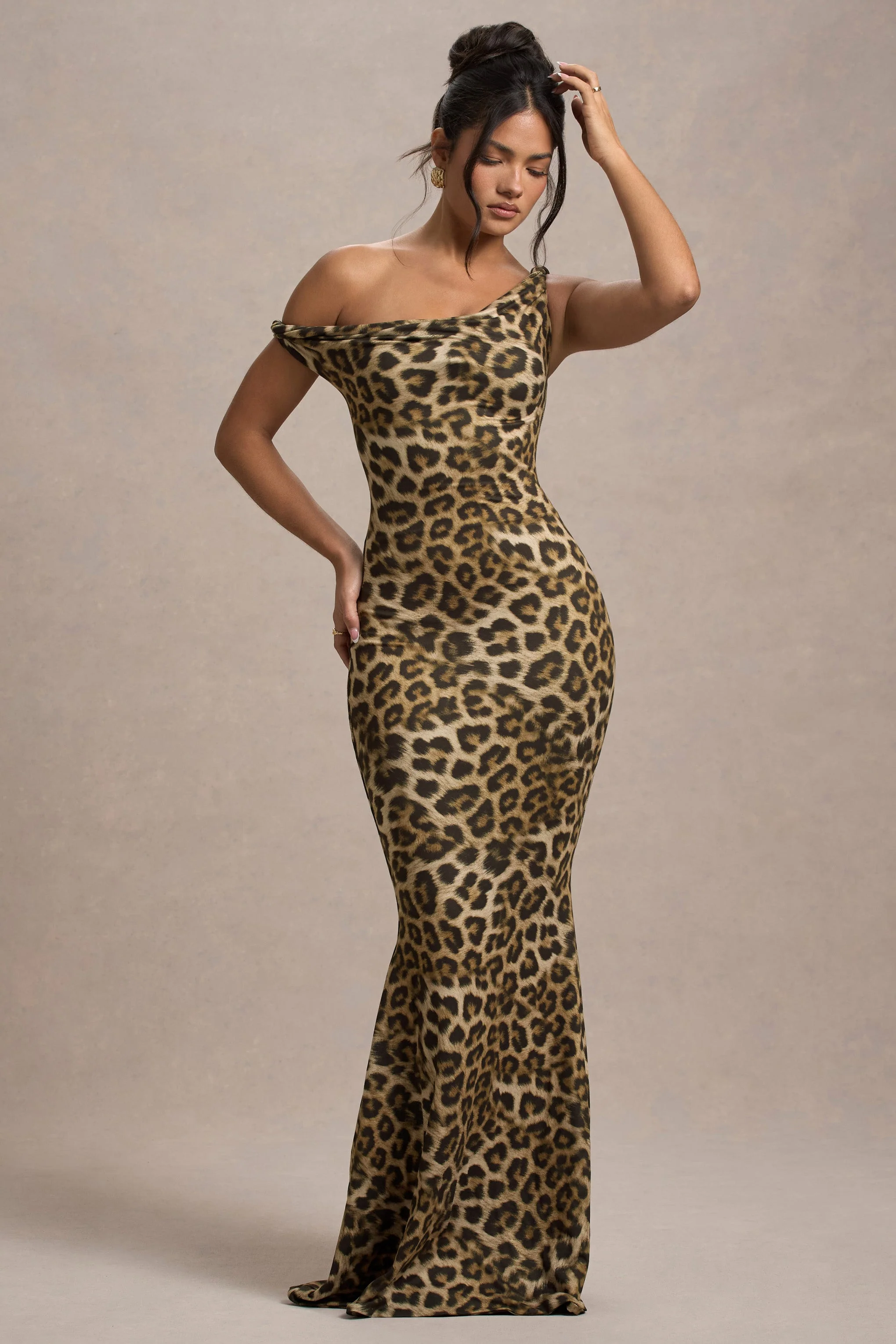 Lita | Luipaard Print Gedraaide Asymmetrische Maxi Jurk - Image 6