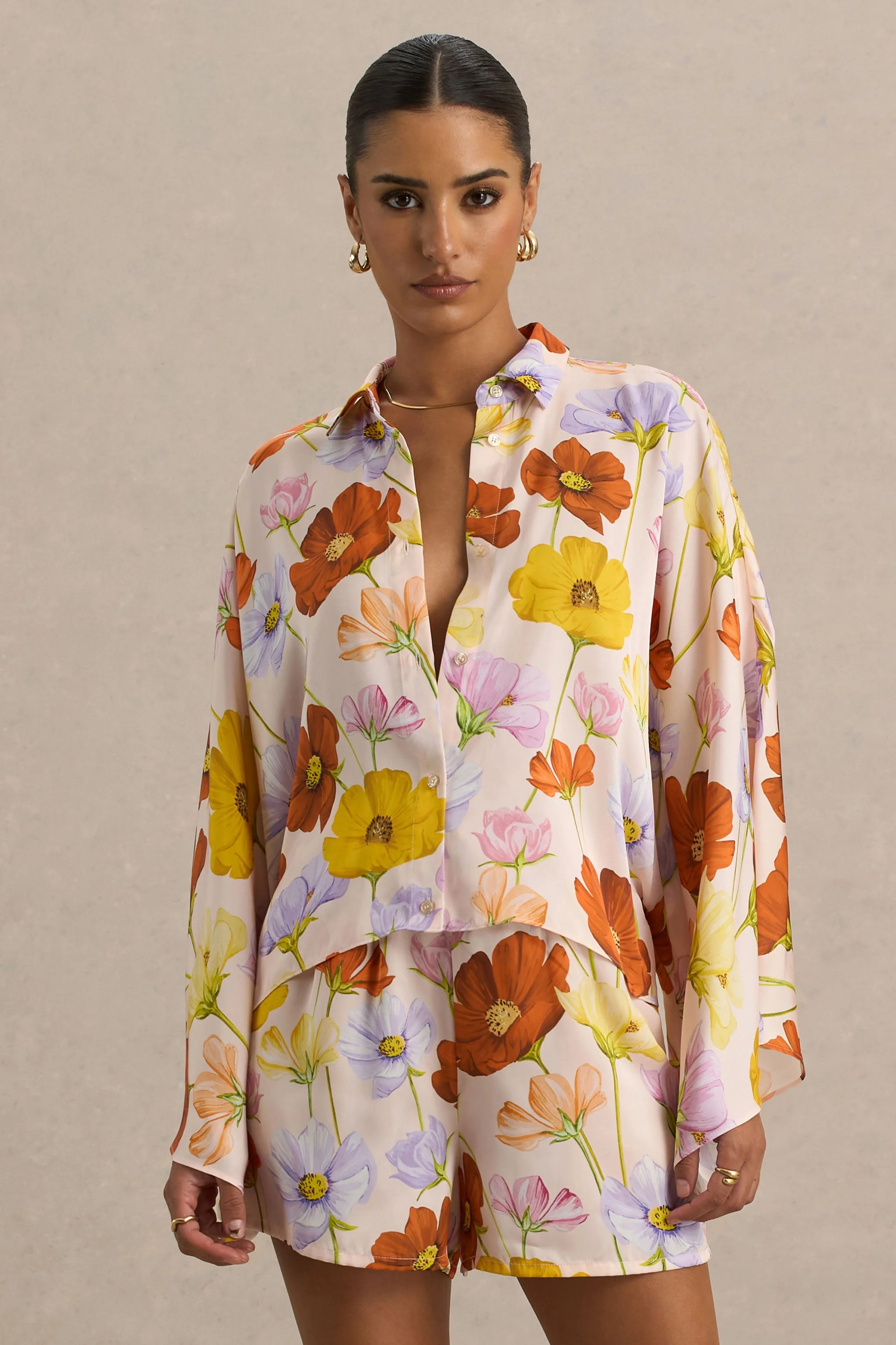 Lolite | Felkleurige Bloemenprint T‑Shirt Met Lange Mouwen