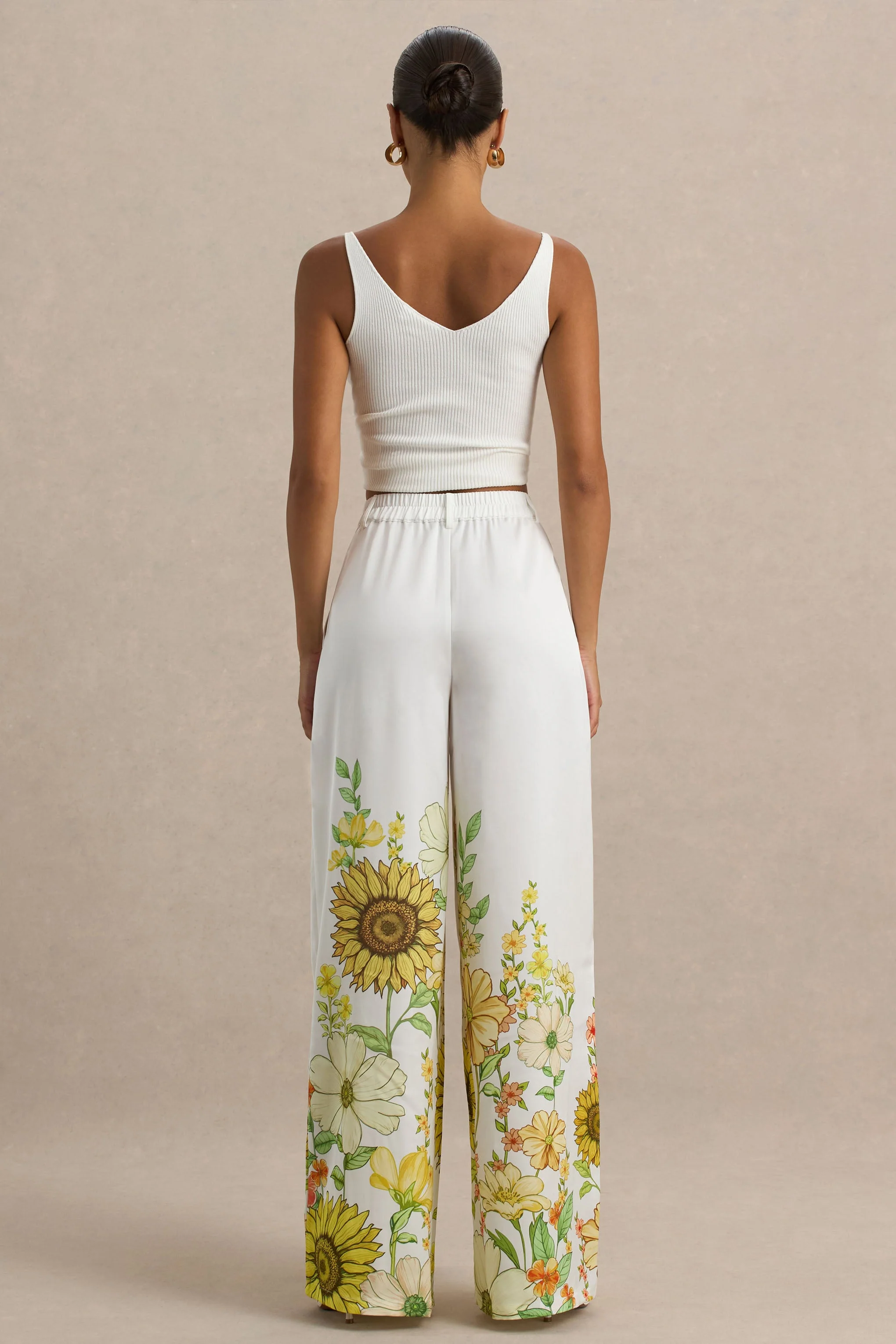 Louise | Zonnebloem Print Broek Met Wijde Pijpen - Image 3