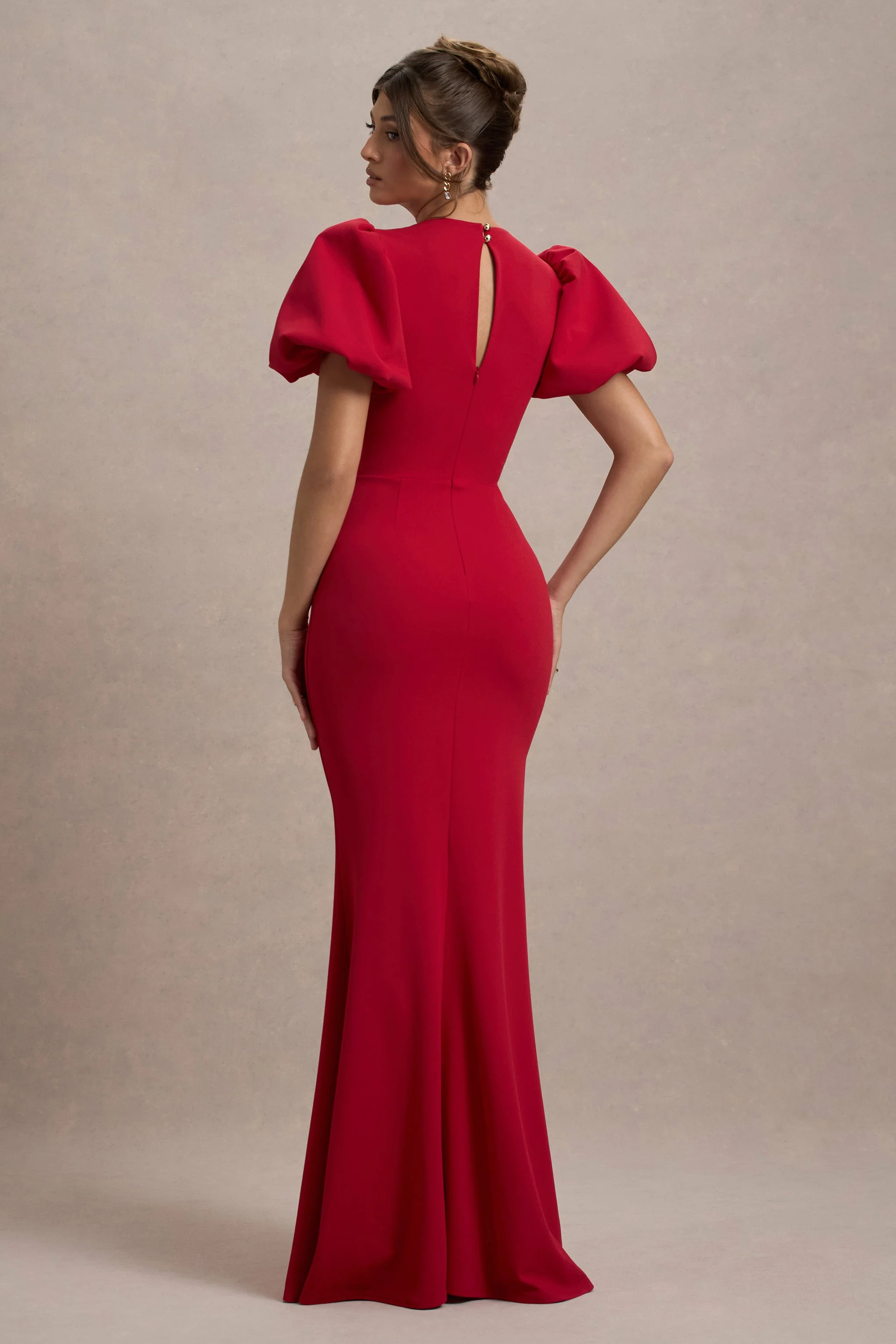 Love Letters | Rode Maxi Jurk Met Pof Mouwen - Image 2