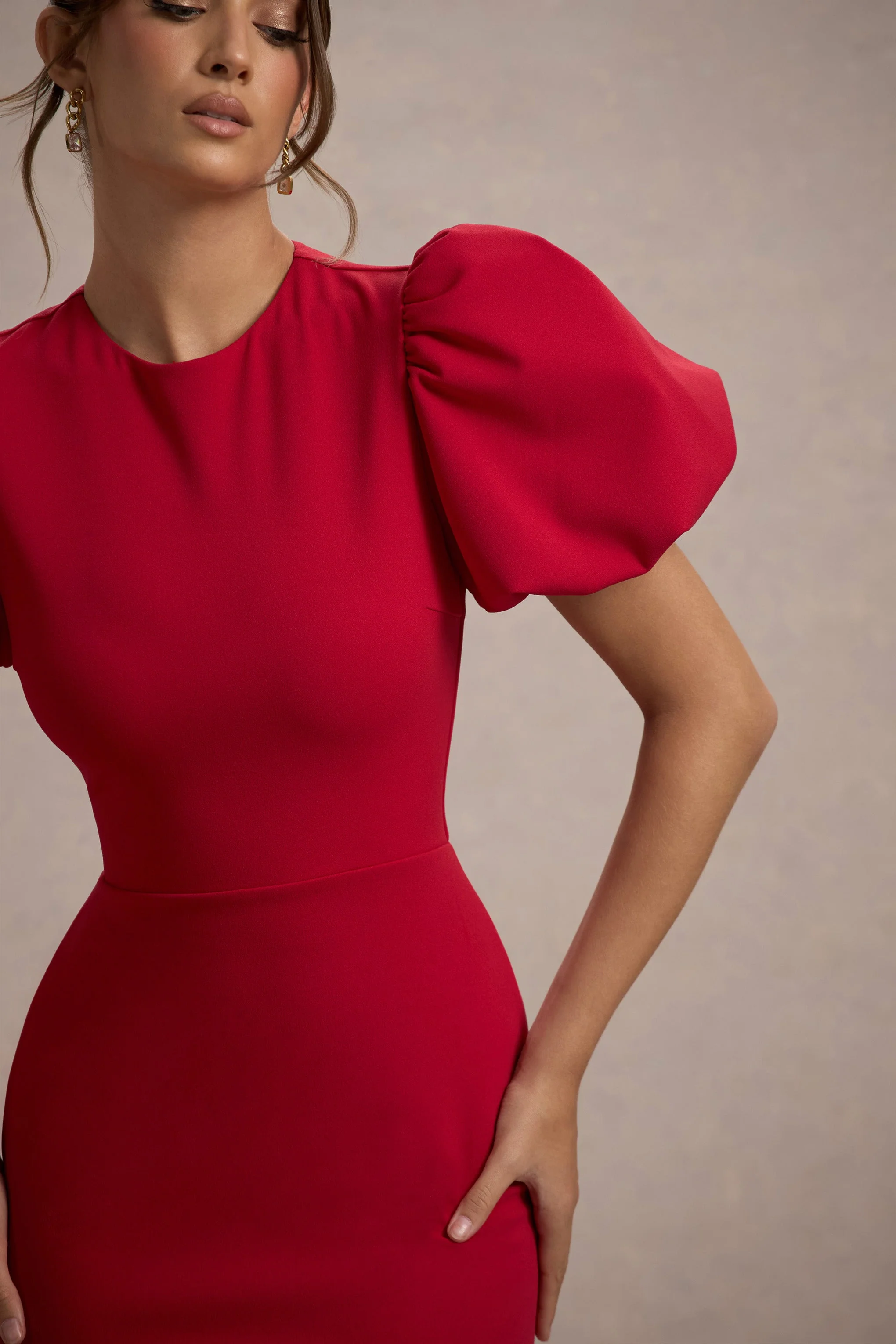 Love Letters | Rode Maxi Jurk Met Pof Mouwen - Image 7