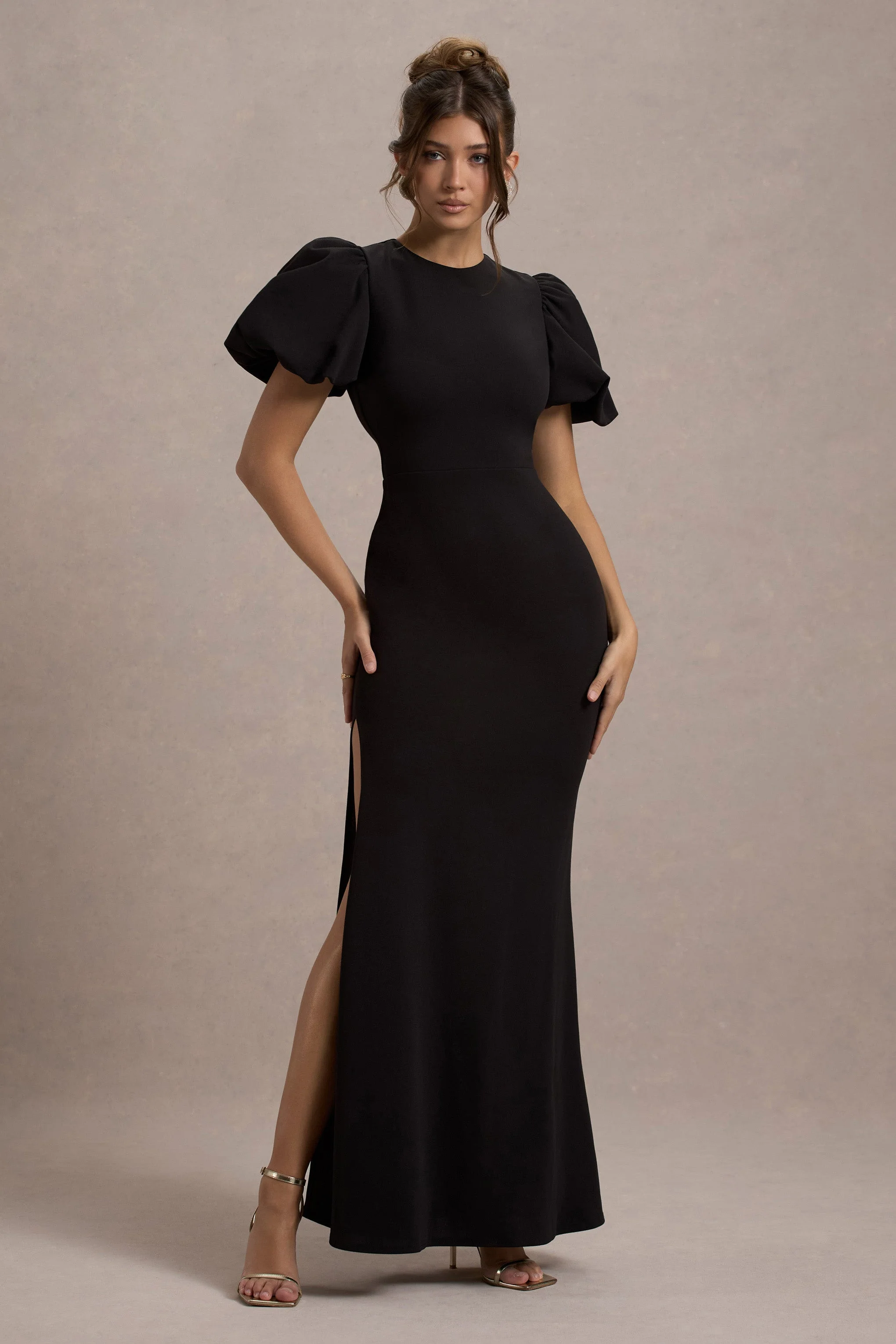 Love Letters | Zwarte Maxi Jurk Met Pof Mouwen - Image 5