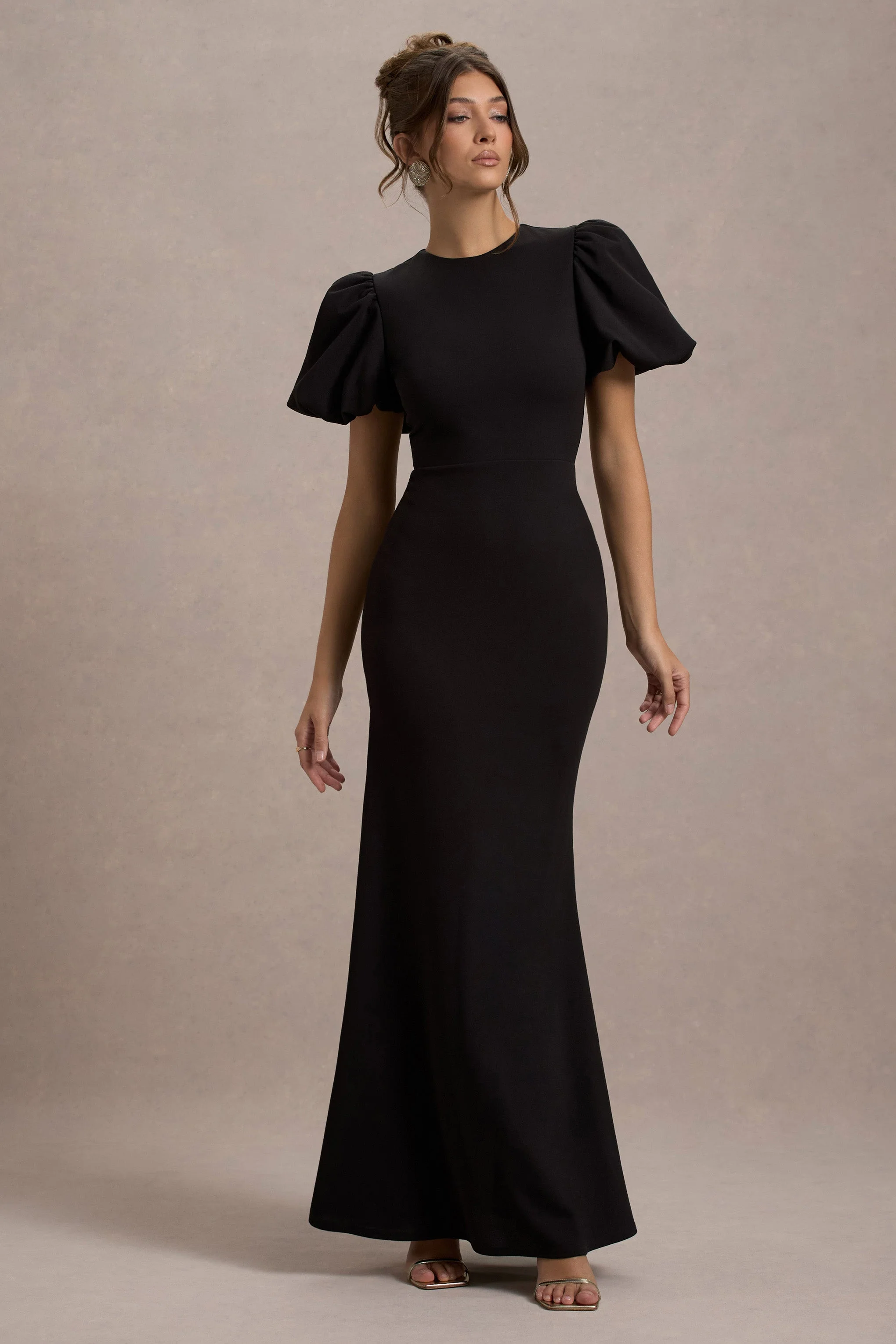Love Letters | Zwarte Maxi Jurk Met Pof Mouwen - Image 6