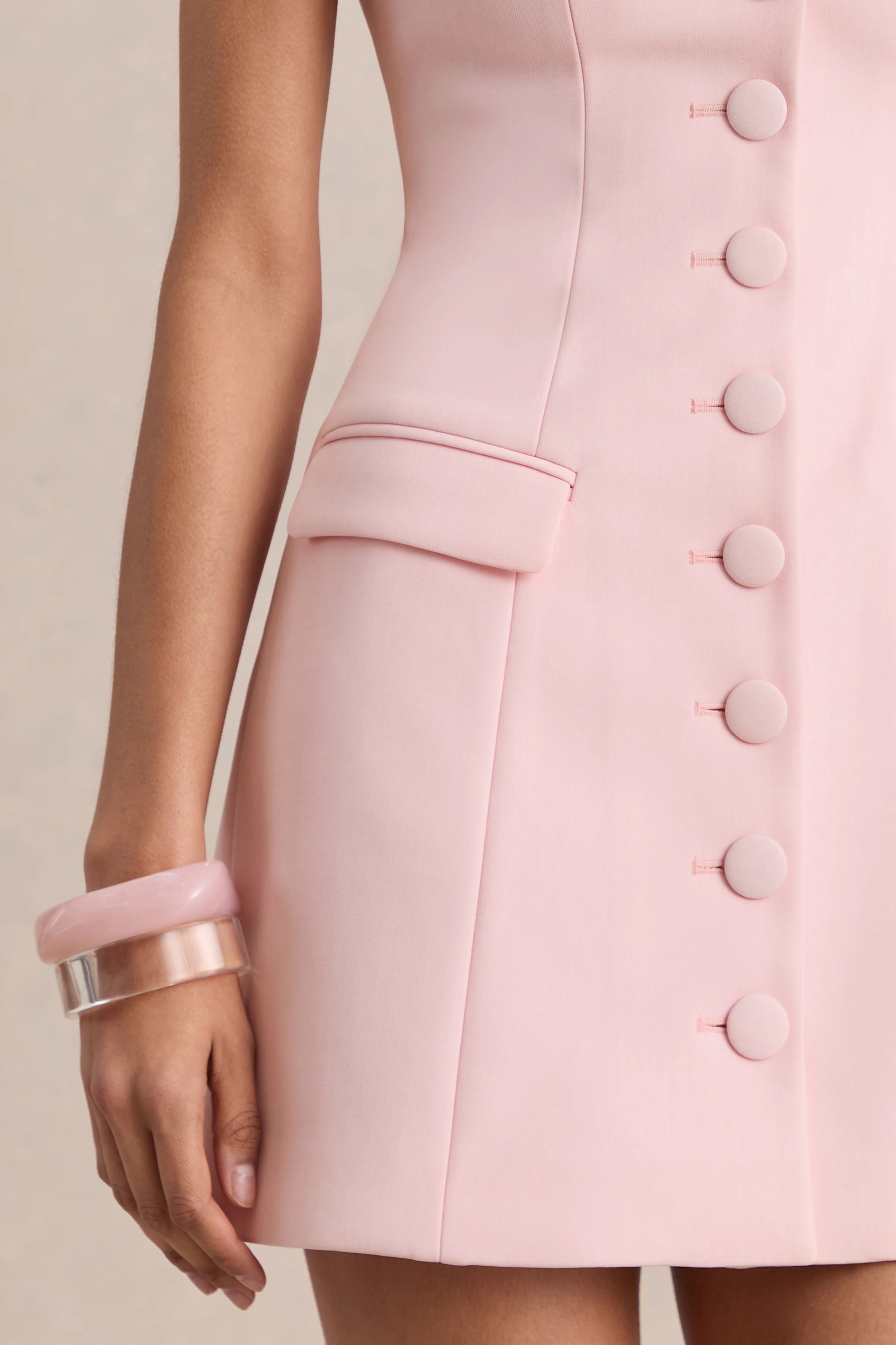 Luxira | Licht Roze Getailleerde Mini Jurk Met Sweatheart Halslijn - Image 6