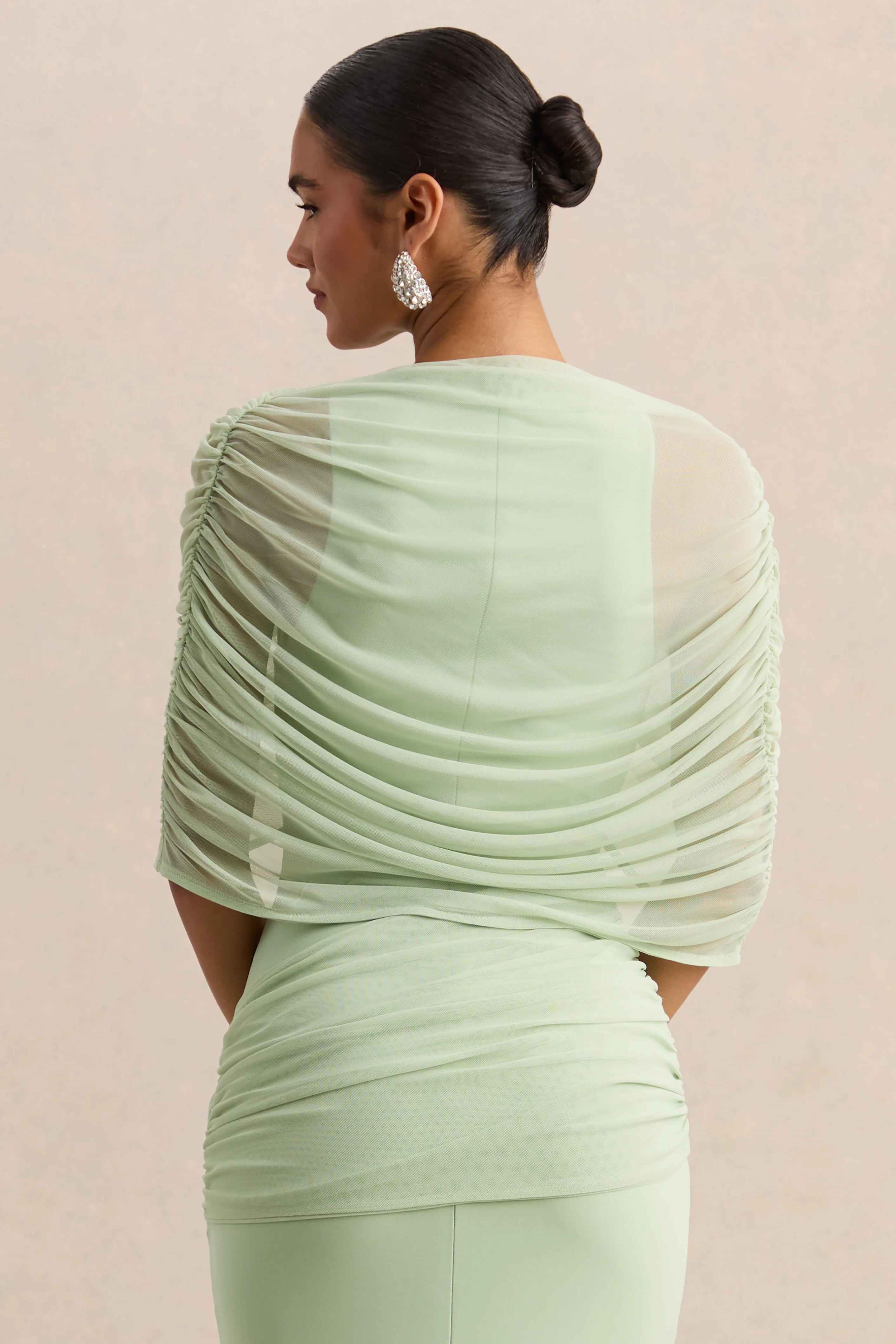 Magoria | Mintgroene Mesh Ronde Hals Cape - Image 2