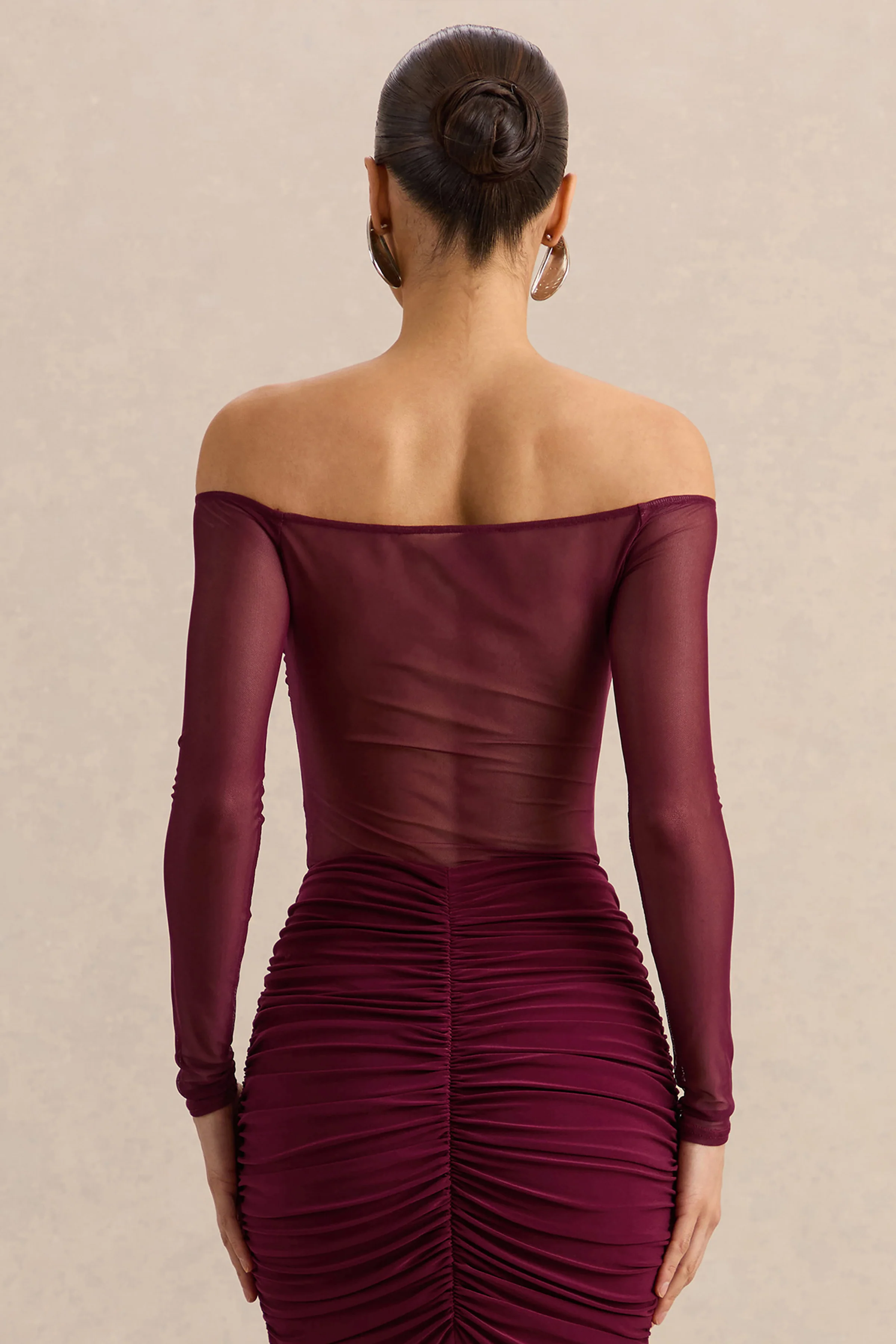 Maira | Bordeauxrode Mesh Body Met Boot Hals - Image 2