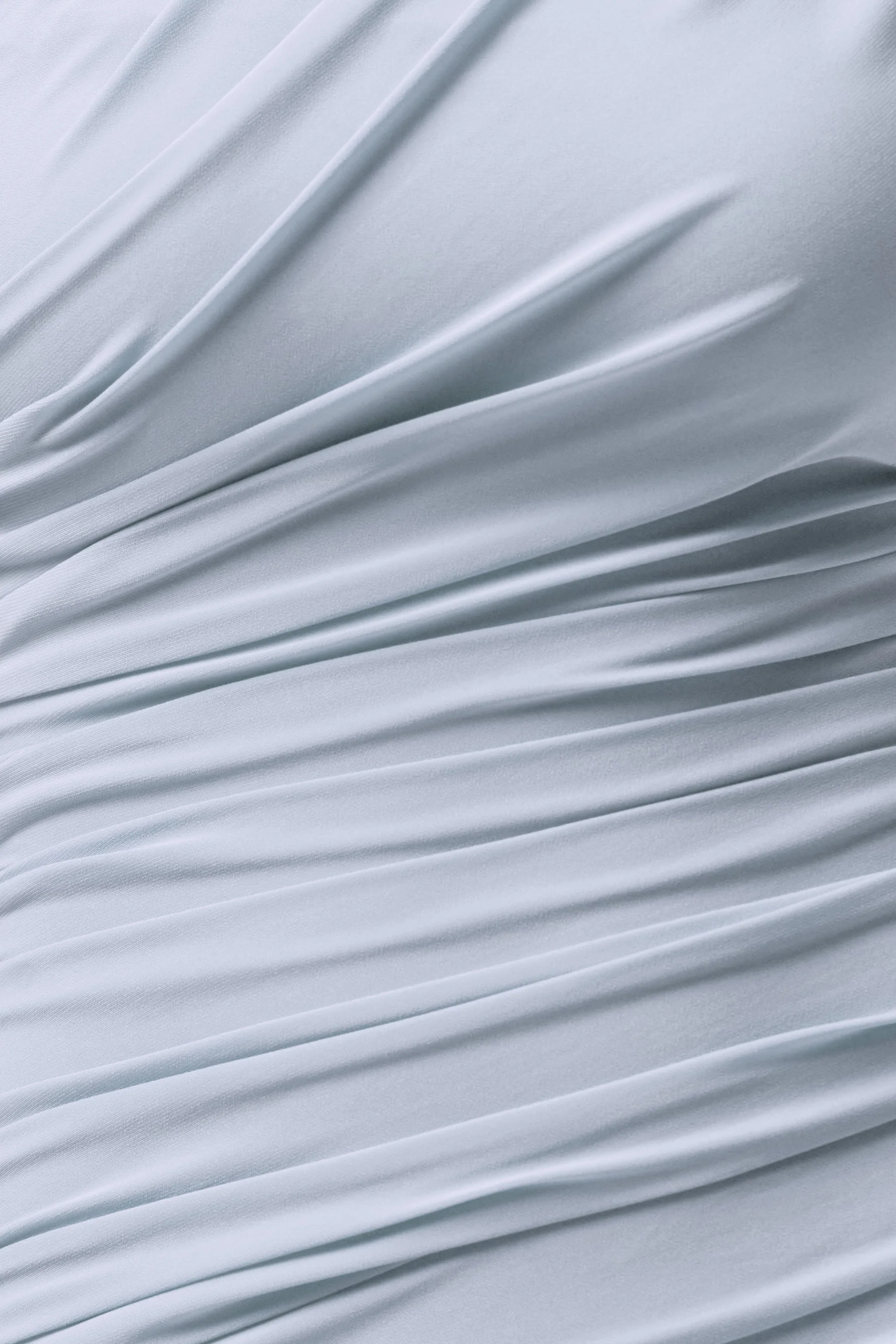Mardi | Poederblauwe Asymmetrische Maxi Jurk Met Gerimpelde Details - Image 7