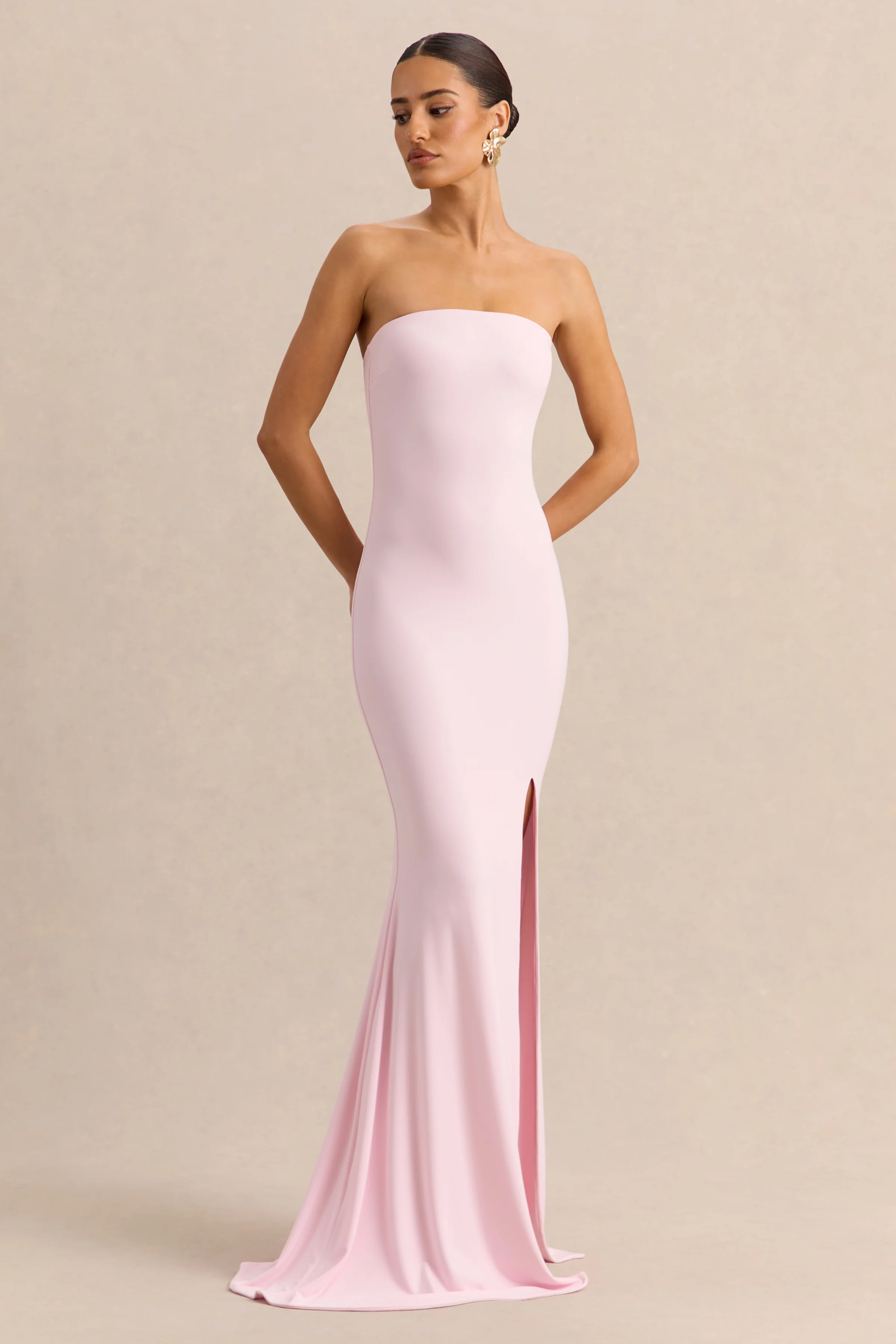 Melva | Licht Roze Bandeau Maxi Jurk