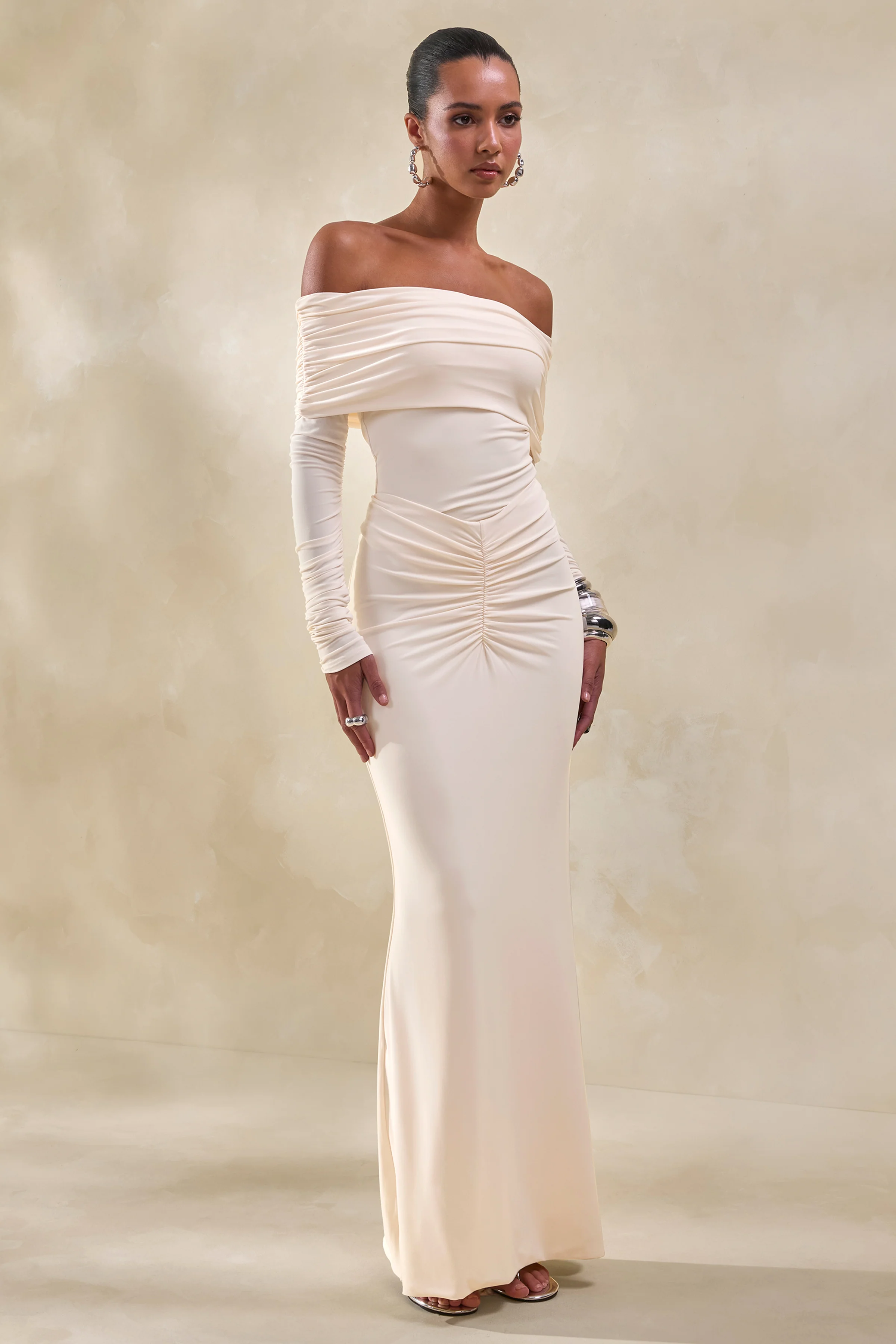 Micaela | Crème Geplooide Maxi Rok - Image 5