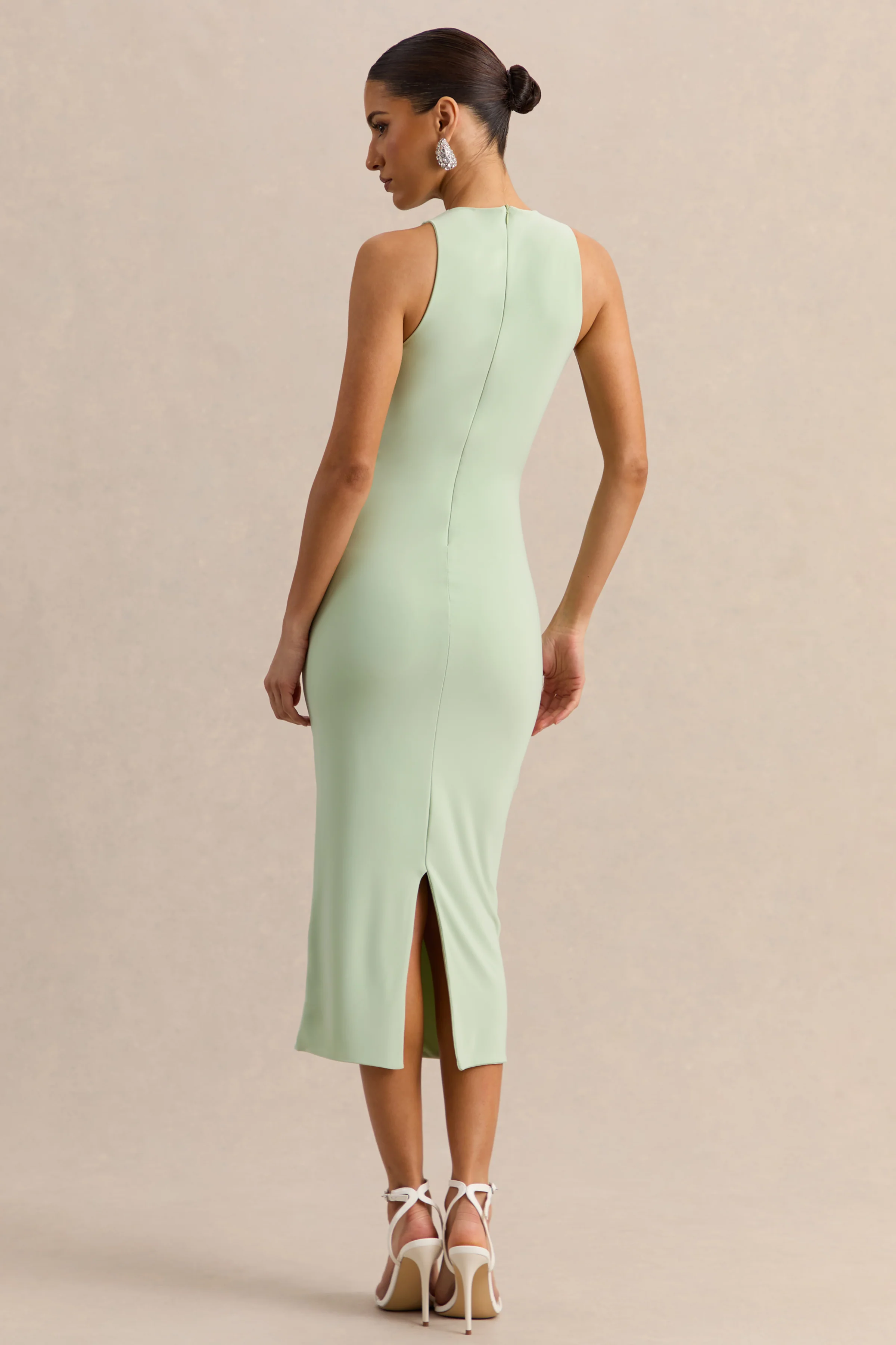 Mirana | Mintgroene Hoge Hals Midi Jurk - Image 3