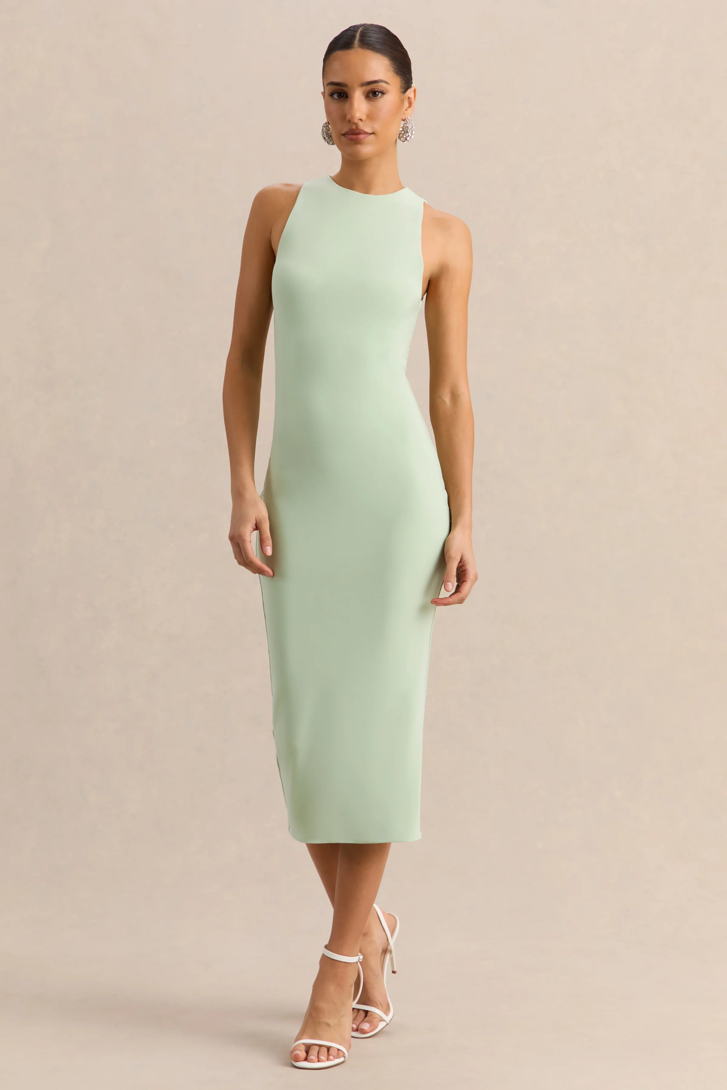 Mirana | Mintgroene Hoge Hals Midi Jurk - Image 6