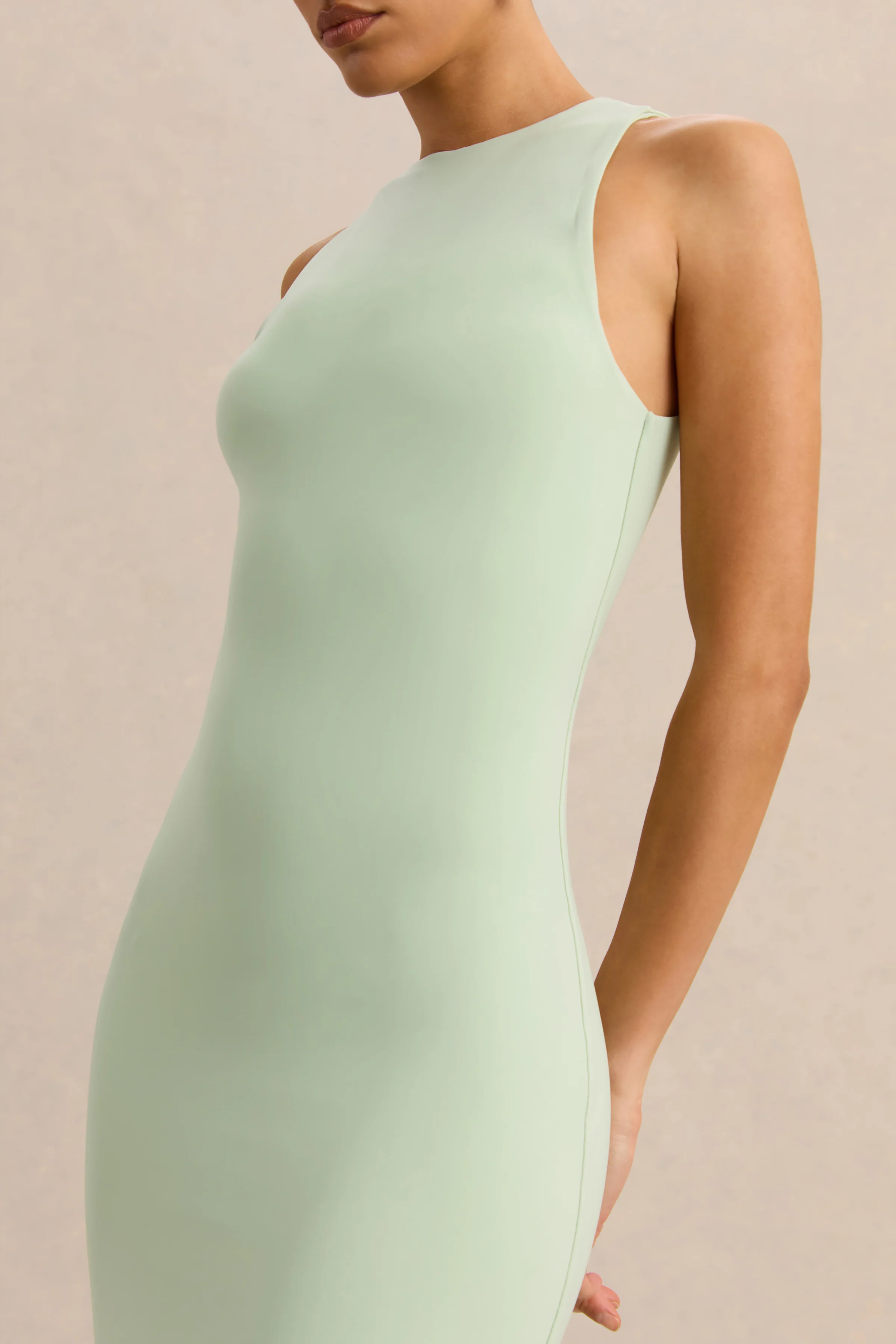 Mirana | Mintgroene Hoge Hals Midi Jurk - Image 7