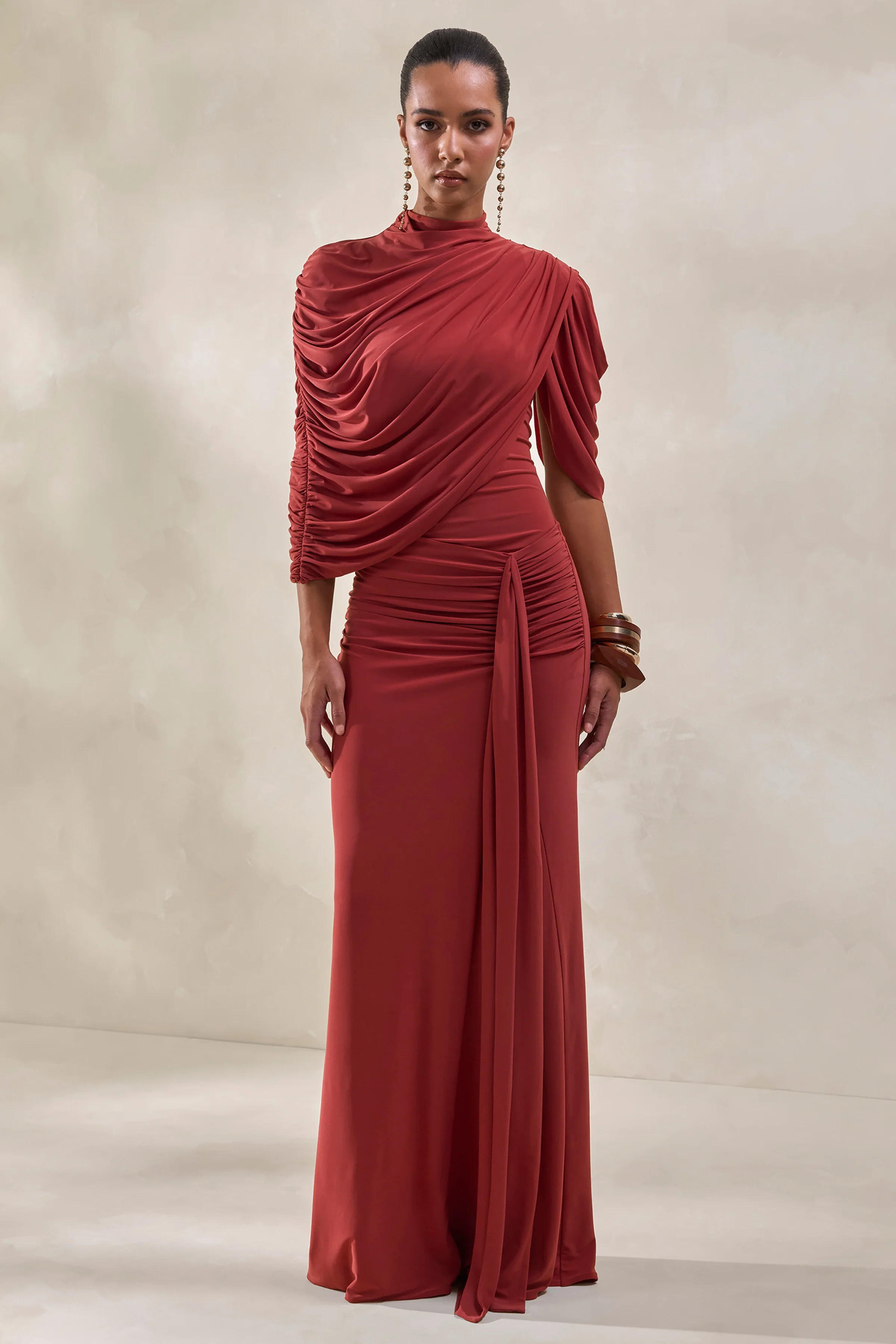 Mireya | Overslag Maxi Rok Met Split In Roest - Image 2